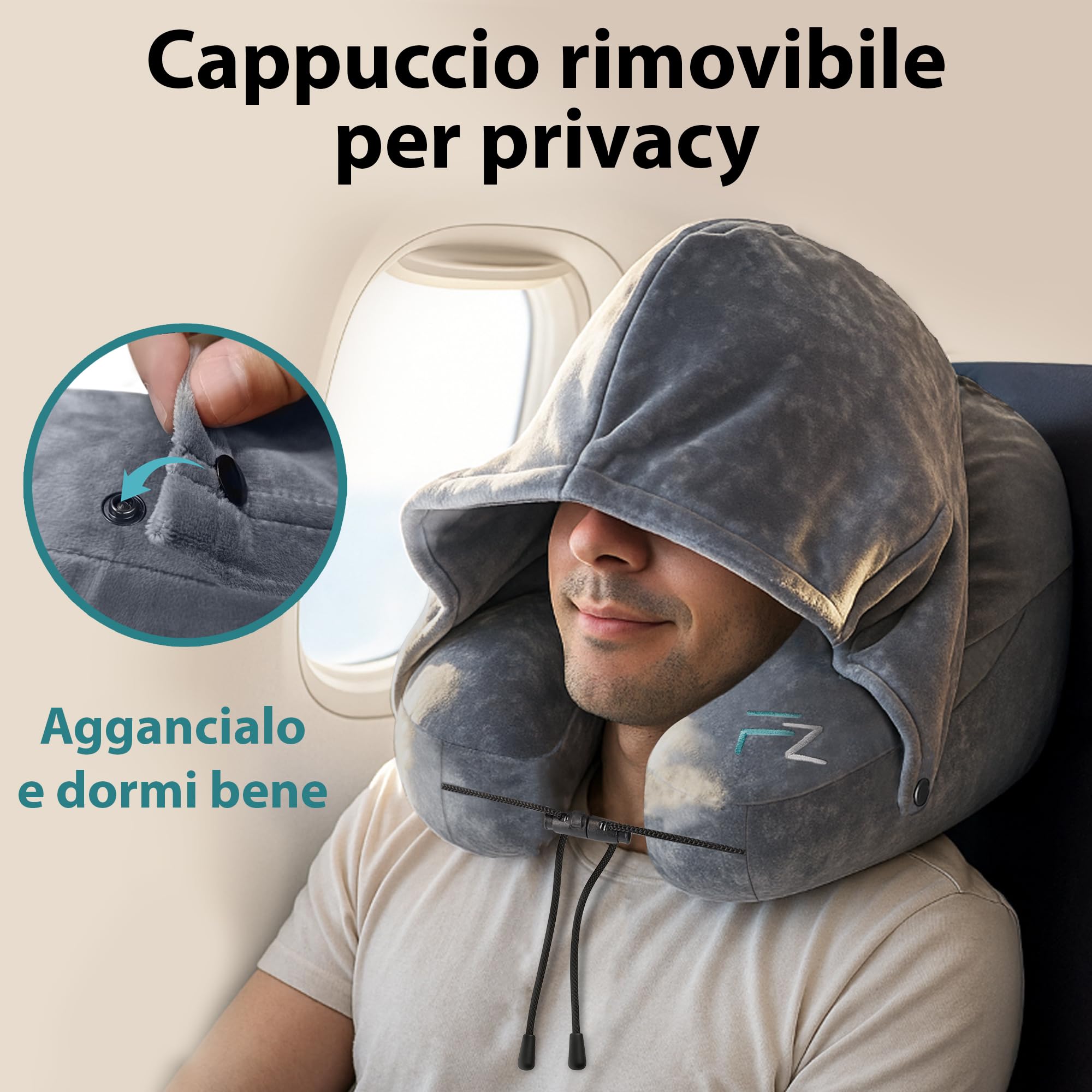 FLOWZOOM Cuscini da viaggio gonfiabili AIR Duo Premium (Taglia L e M)