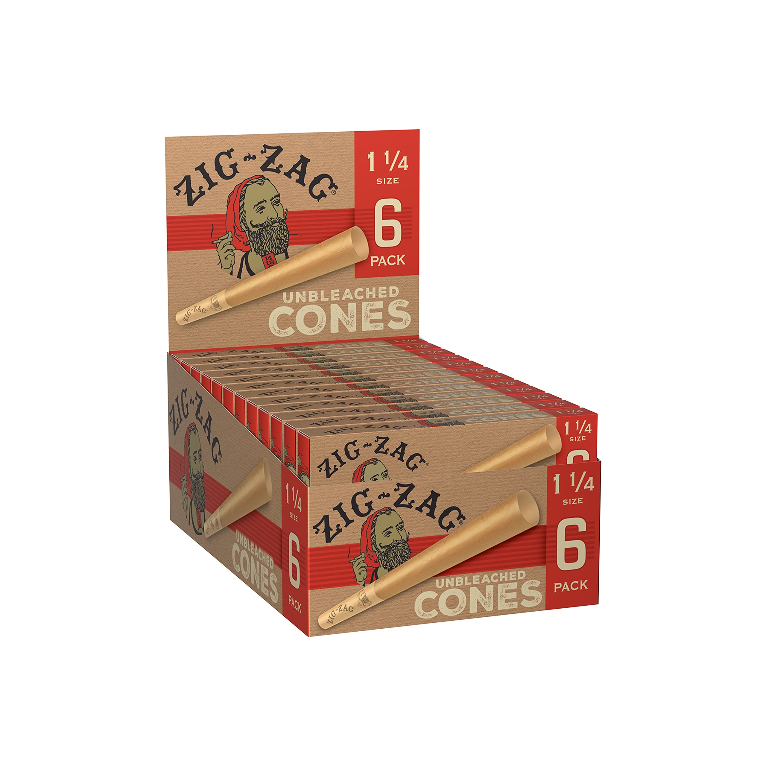Zig Zag Unbleached 1 1/4" Cones (24 Count) 6/Pack