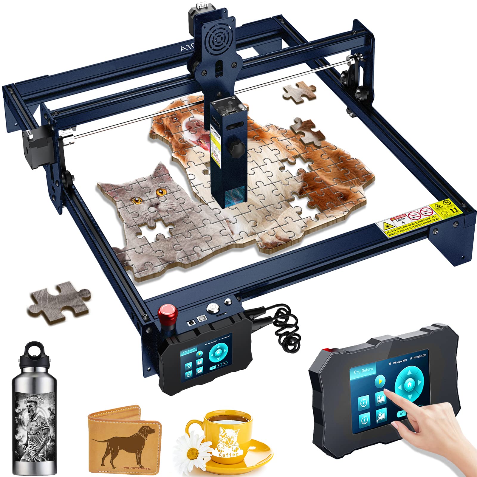 Máquina de grabado láser A10 Pro, protección ocular de 50W, cortador láser CNC de enfoque fijo, máquina cortadora de grabado fuera de línea precisa para madera,acrílico,metal, área de grabado 410*400