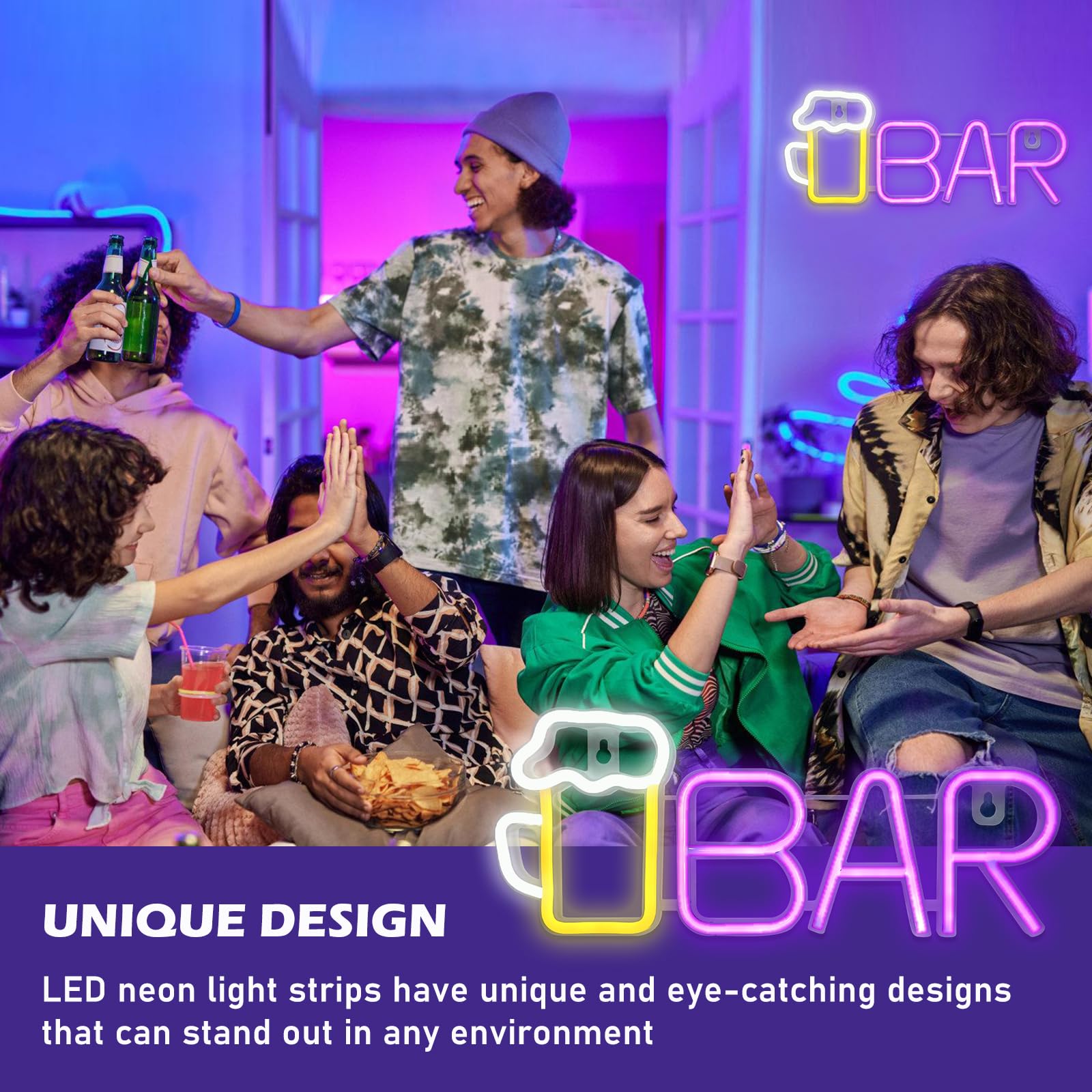 BORDEAG Cartel de neón LED para bar, letrero de neón, decoración de pared, 36,5 x 14,5 cm, PVC, LED, Montaje en pared