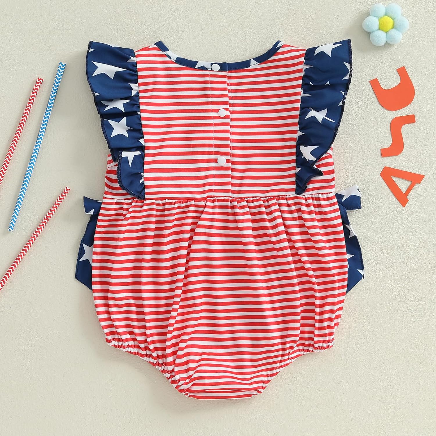 My First 4th of July Baby Girl Outfit USA Sleeveless Bubble Romper Onesie Infant Newborn Girl Outfits Clothes - Image 6