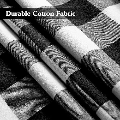 Miniatura 4 de Melodieux Buffalo - Cortinas a cuadros para sala de estar, dormitorio, estilo granja, estilo guingán, con textura de algodón, con bolsillo para