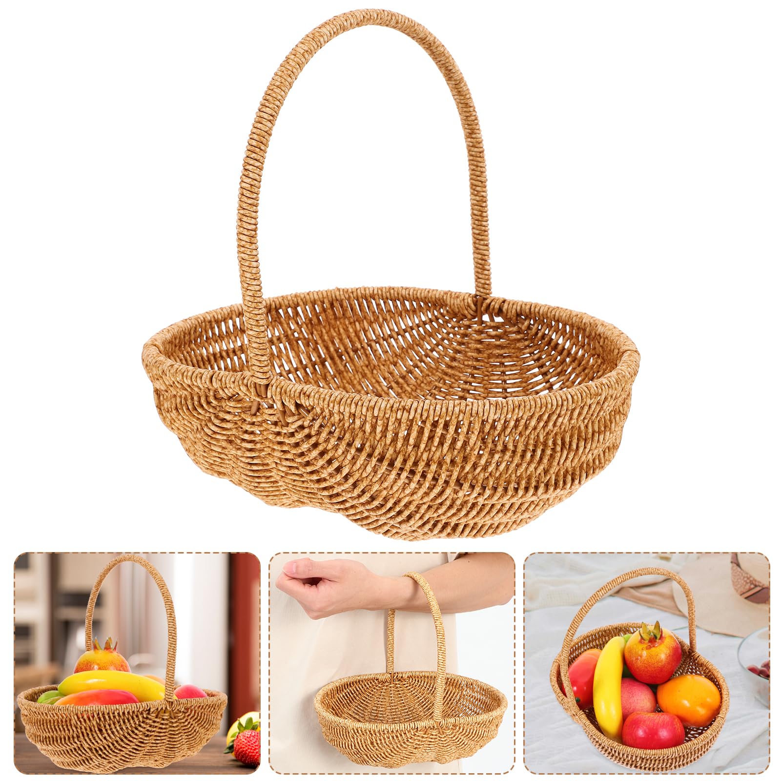 INOOMP Kleiner Weidenkorb Mit Griff Handgeflochtener Erntekorb Blumenkorb Aus Weide Geschenkkorb Für Picknick Obst Ostern Süßigkeitenkorb Für Hochzeit Party Dekoration 27 Cm