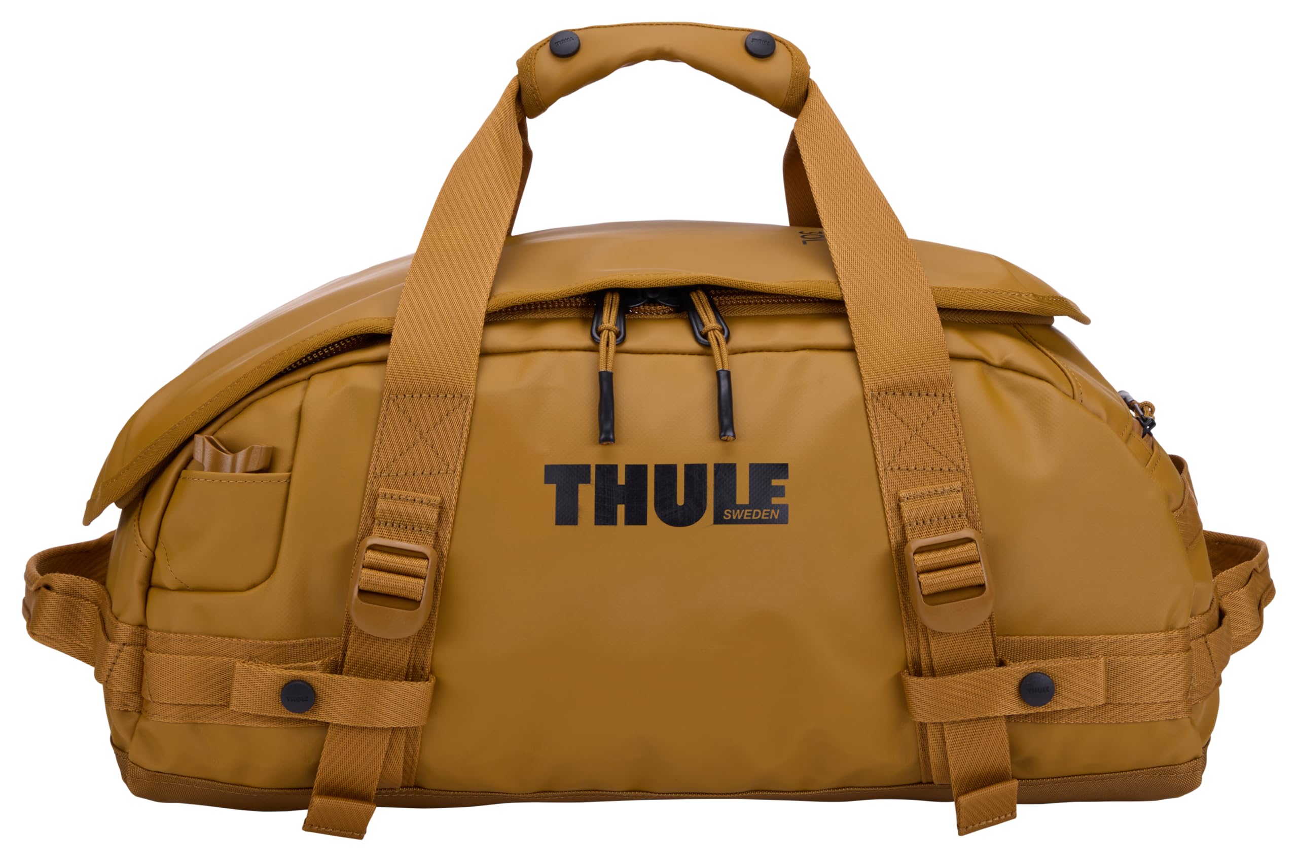 Thule Chasm Torba podróżna duffel 30 l, szeroki otwór ułatwiający pakowanie, plecak, wewnętrzne kieszenie z siatki, wzmocnione dno, z blokadą, materiały, taśmy i siatki z materiału w 100% z recyklingu