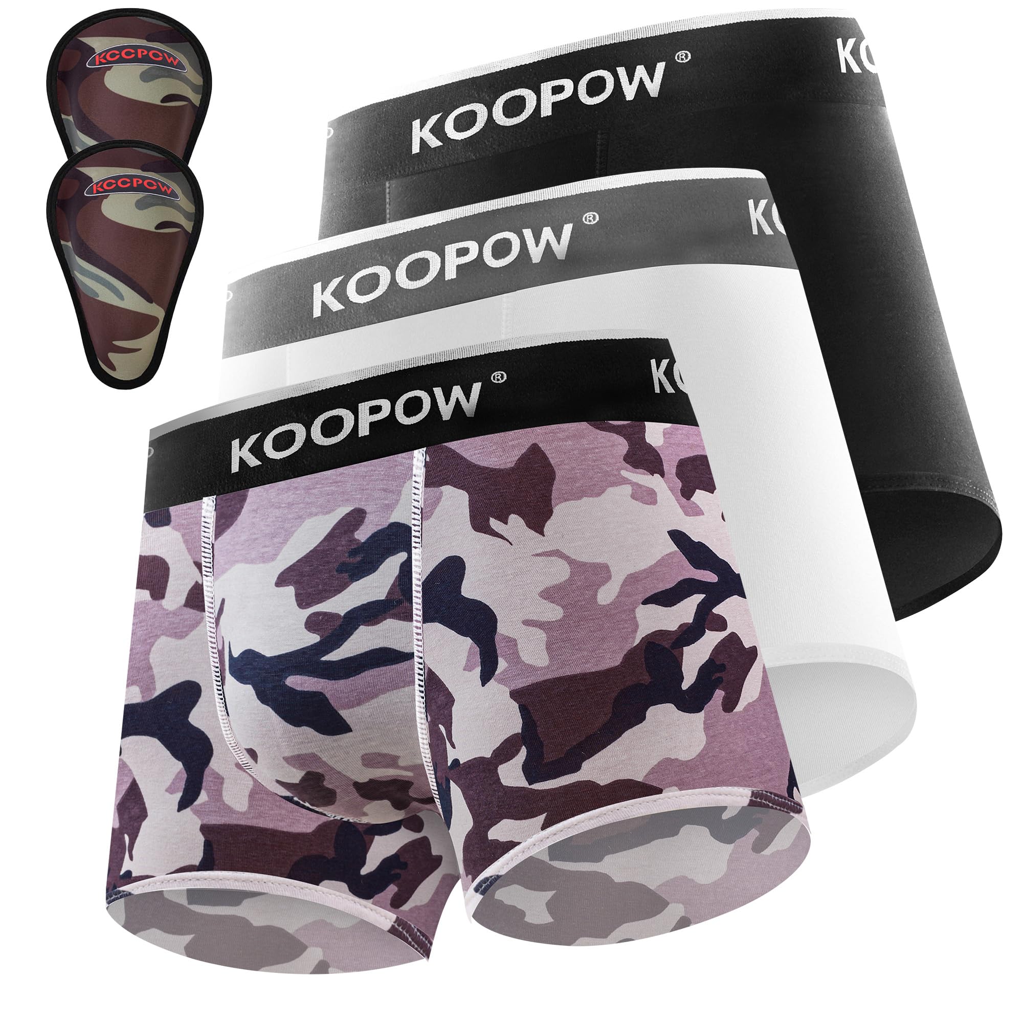 KOOPOW 2-Pack Boys Compression Briefs with Soft Protective Athletic Cup, Youth Peewee Underwear for Baseball, Football