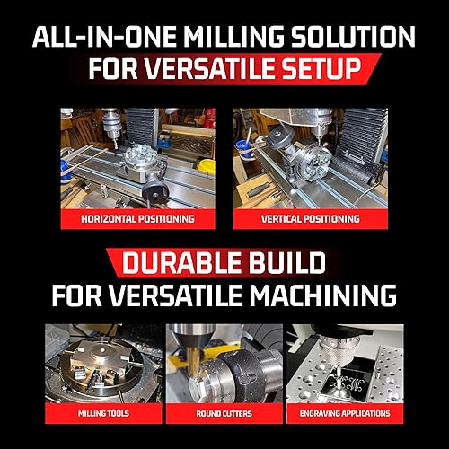 Miniatura 13 de Mesa giratoria para fresadoras 4 pulgadas (3.937 in) 4 ranuras horizontales y verticales con 4 mandíbulas de 2.756 in con mandíbula independiente