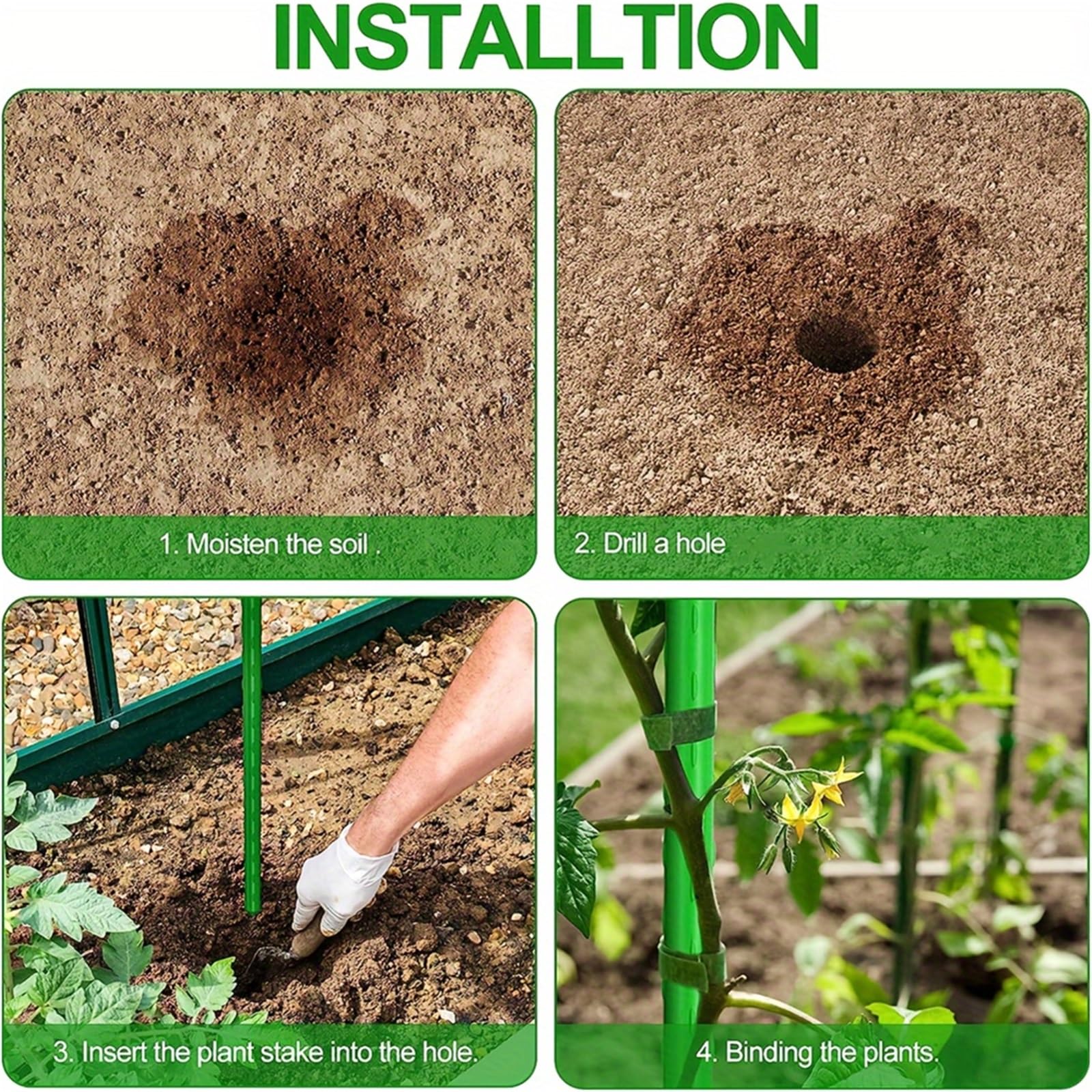 Pflanzenstab 8-teiliges Set beschichteter Stahl-Pflanzenstangen for den Garten zur Befestigung von Bäumen und Pflanzen, Tomatenstäbe for Topfpflanzen, Gartenstützen für den Garten(8pcs 60cm)