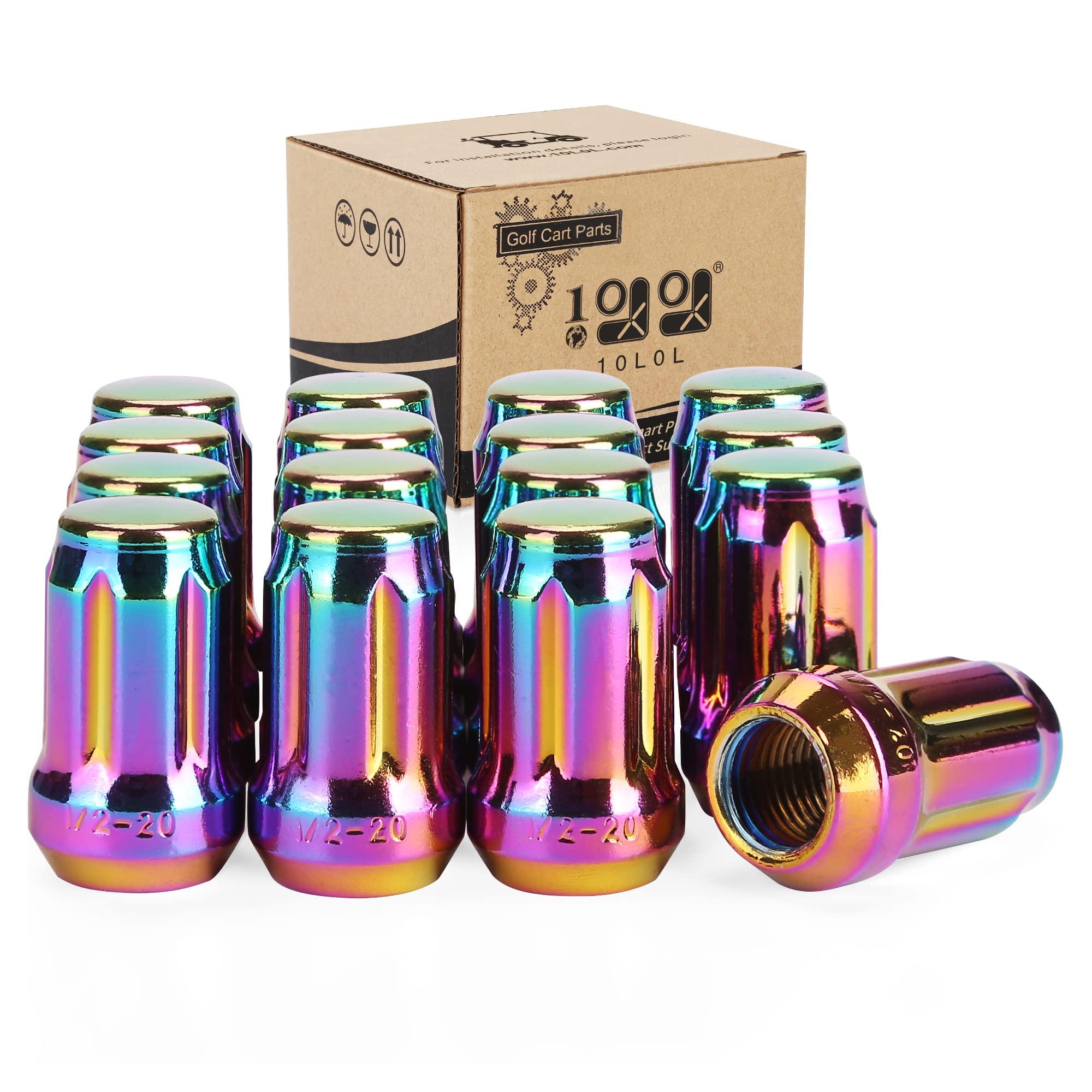 Buy 10L0L Golf Cart Chrome Wheel Lug Nuts 1/2"20 for EZGO Club Car