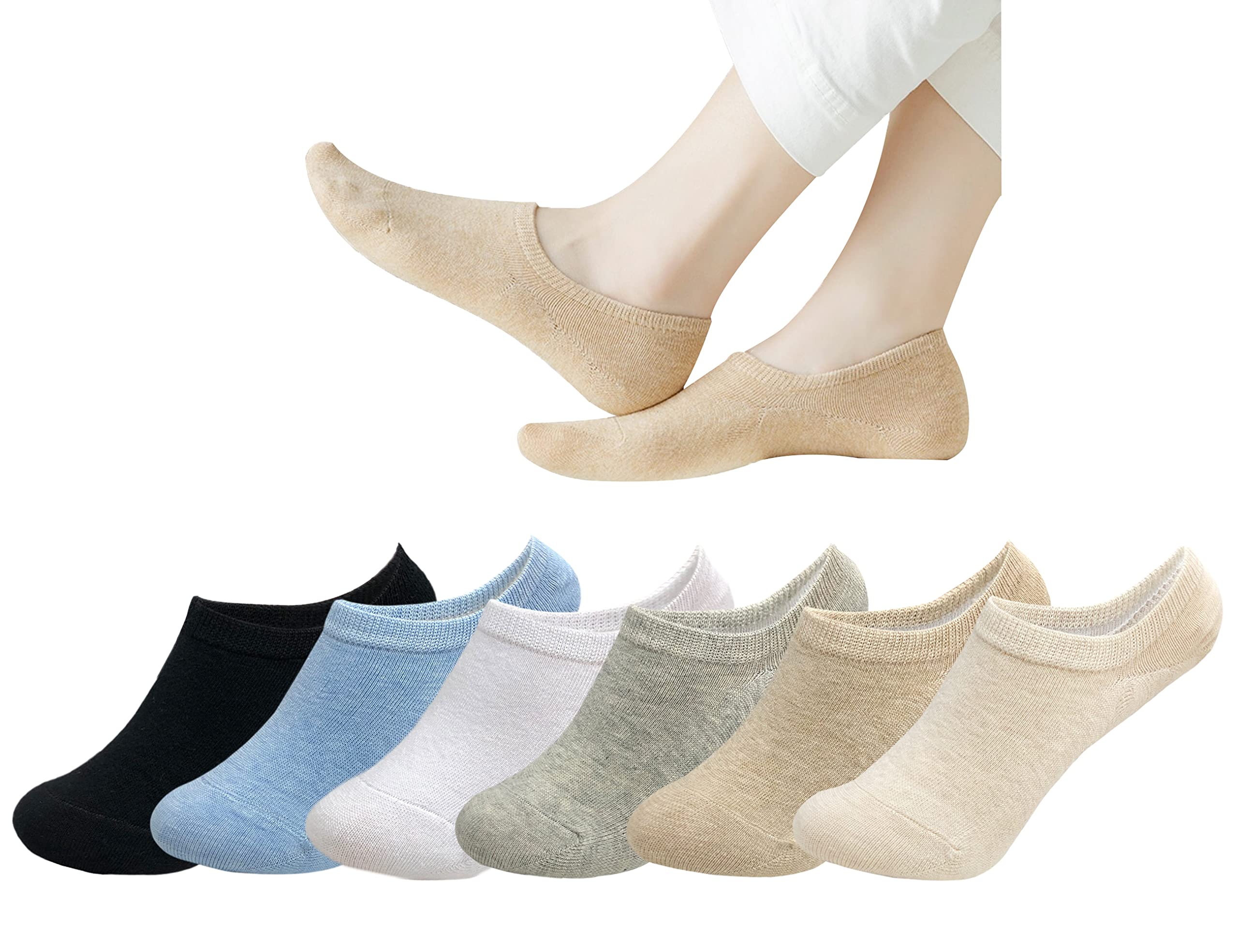 MAGIARTE Cotton No Show Socks Soft Pure Cotton Low Cut Athletic Invisable Non Slip Socks for Women and Men