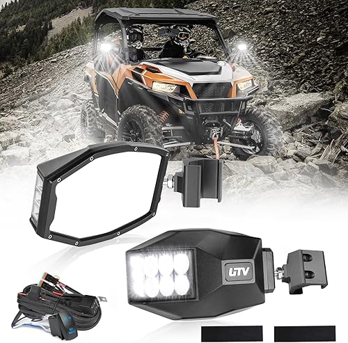 Espejos de visión lateral UTV con luces LED, espejos laterales ACEC SHOP UTV para jaula antivuelco Pro-Fit Espejos retrovisores compatibles con