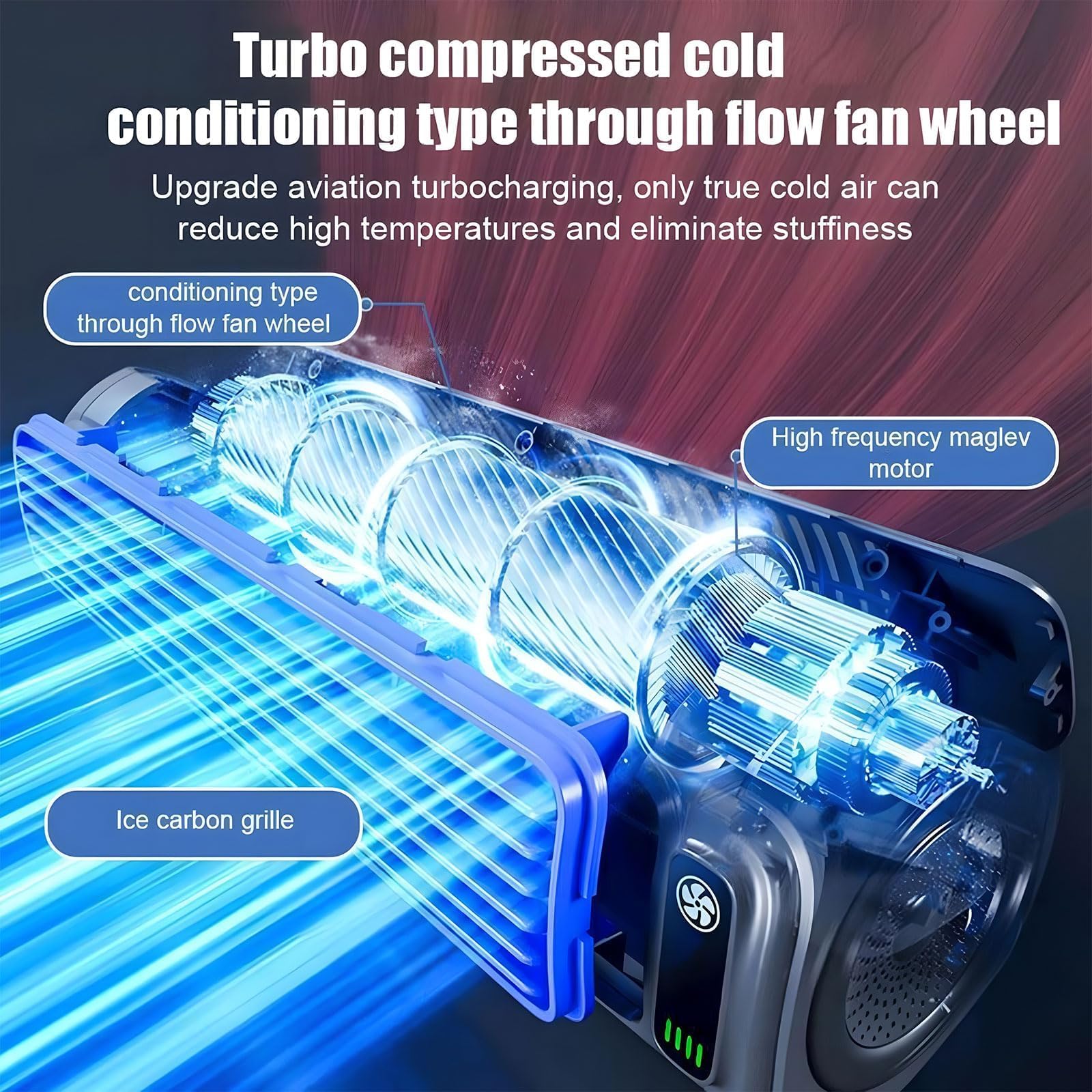 Ventilatore per condizionatore d'aria da parete, ricaricabile, con 3 velocità regolabili, mini ventola di raffreddamento a basso rumore per camera da letto, ufficio, camper, campeggio
