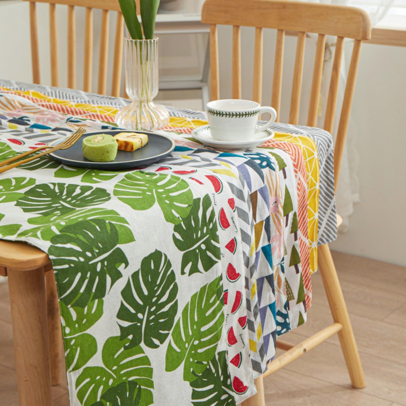 Runner Da Tavolo 40x180 Cm - Motivo Fiori Selvatici Primaverili - Decorazione Cucina E Sala Da Pranzo - Lavabile - Foto 5