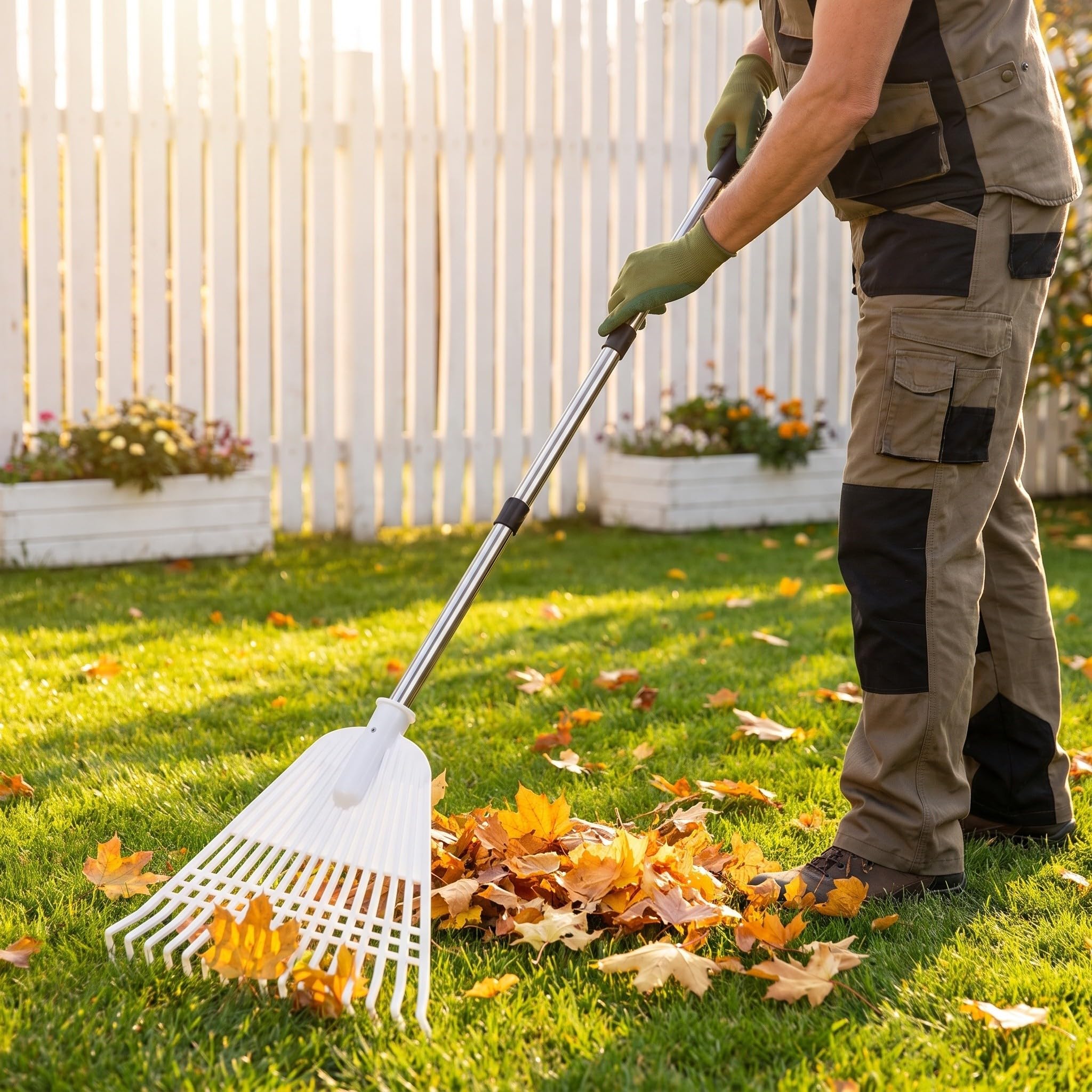 INOOMP Rastrello da giardino con testa in plastica resistente per una