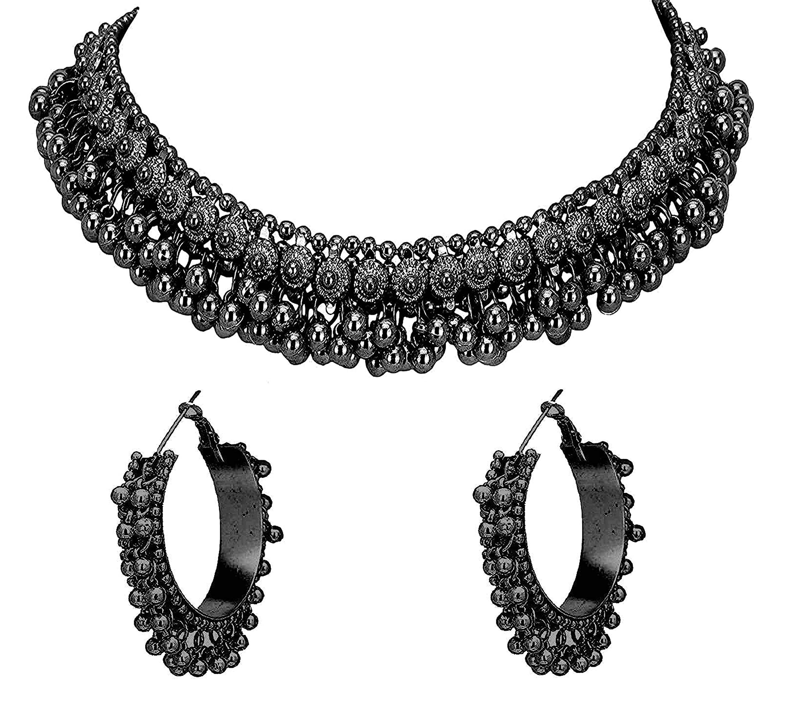 Total Fashion Afghani Designer Turkish Style Silver Mirror Hasli Choker Antique Jewellery for Girls & Women (B08KP5TBWV) Amazon Price History, Amazon Price Tracker