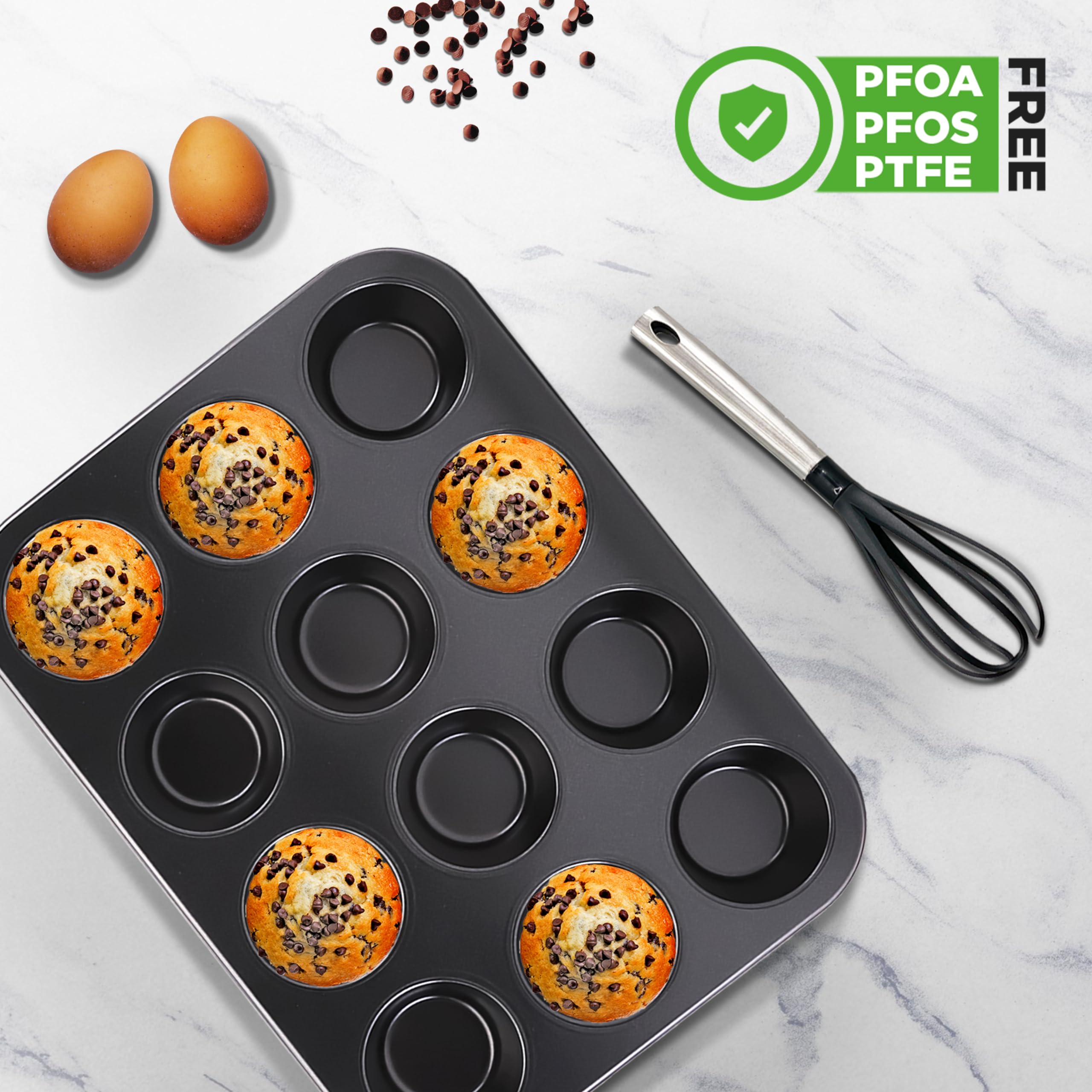Muffin-Backform mit 12 Tassen, antihaftbeschichtet, Deluxe-Backform