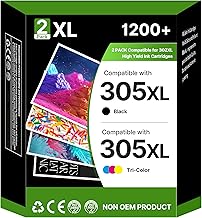 305XL 305 Remplacement pour HP 305 XL, Cartouche pour HP DeskJet 1210 1212 1215 1255 2300 2320 2330 2331 Envy 6032e 6420e 6430e 6420 6422 6430 6432 (Cartouche Encre 305 Noir et 305 XL Couleur)