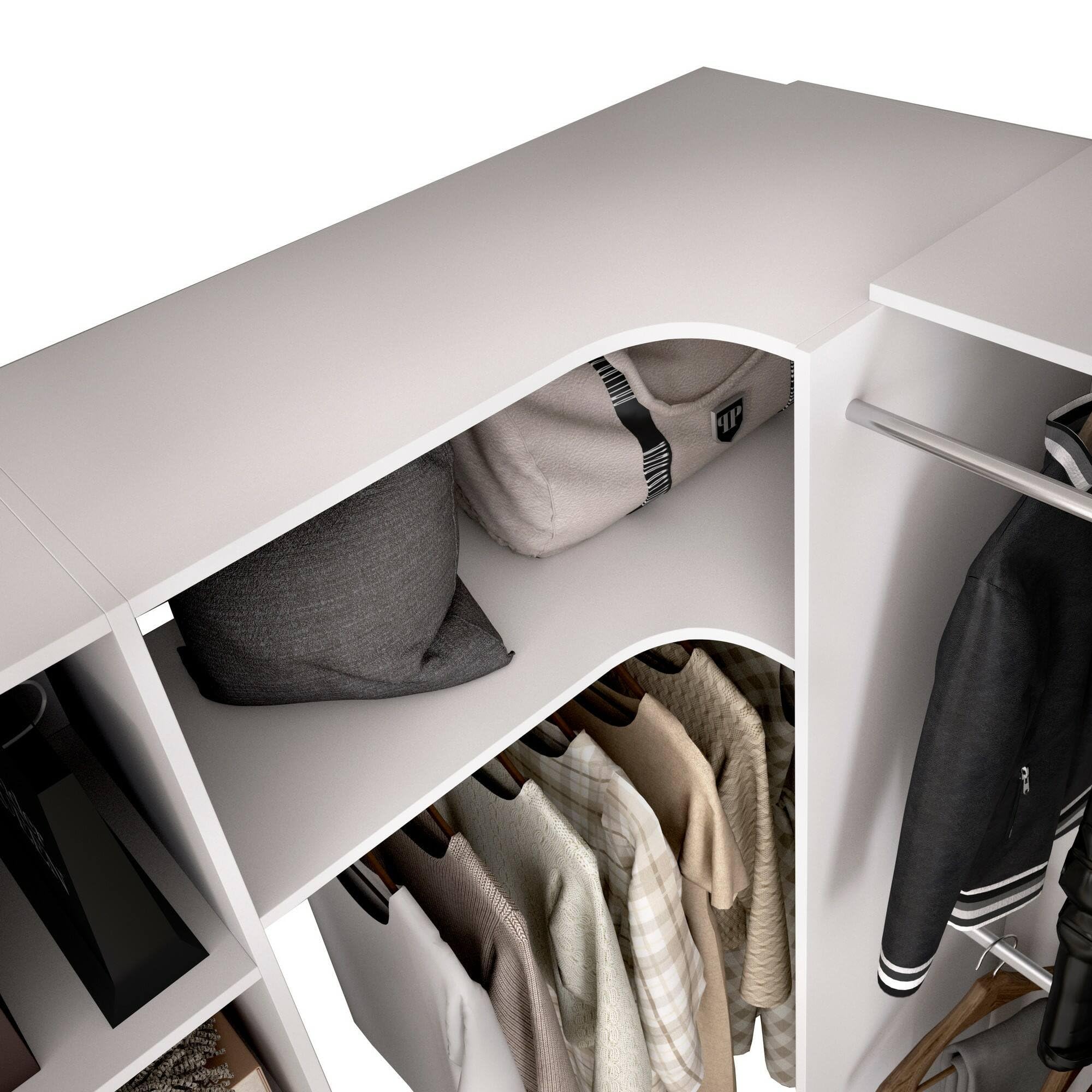 Dmora Guardaroba Grande Bazena, Mobile Camera da Letto, Cabina Armadio portabiti, Armadio Appendiabiti, 214x141 h205 cm, Bianco