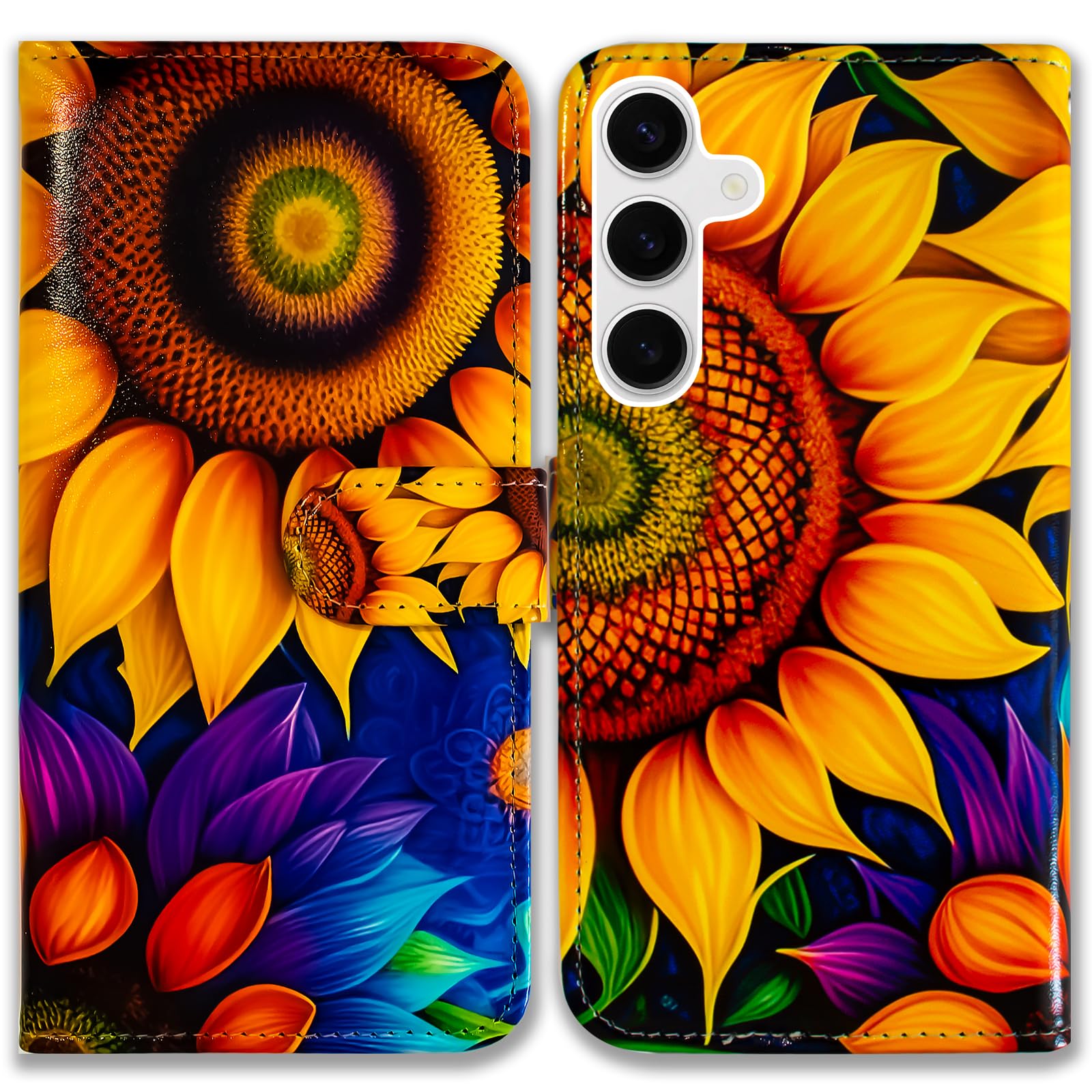 Bcov Case for Samsung Galaxy A36 5G,Yellow Sunflower Leather Flip Phone Case Wallet Cover with Card Slot Holder Kickstand Case for Samsung Galaxy A36