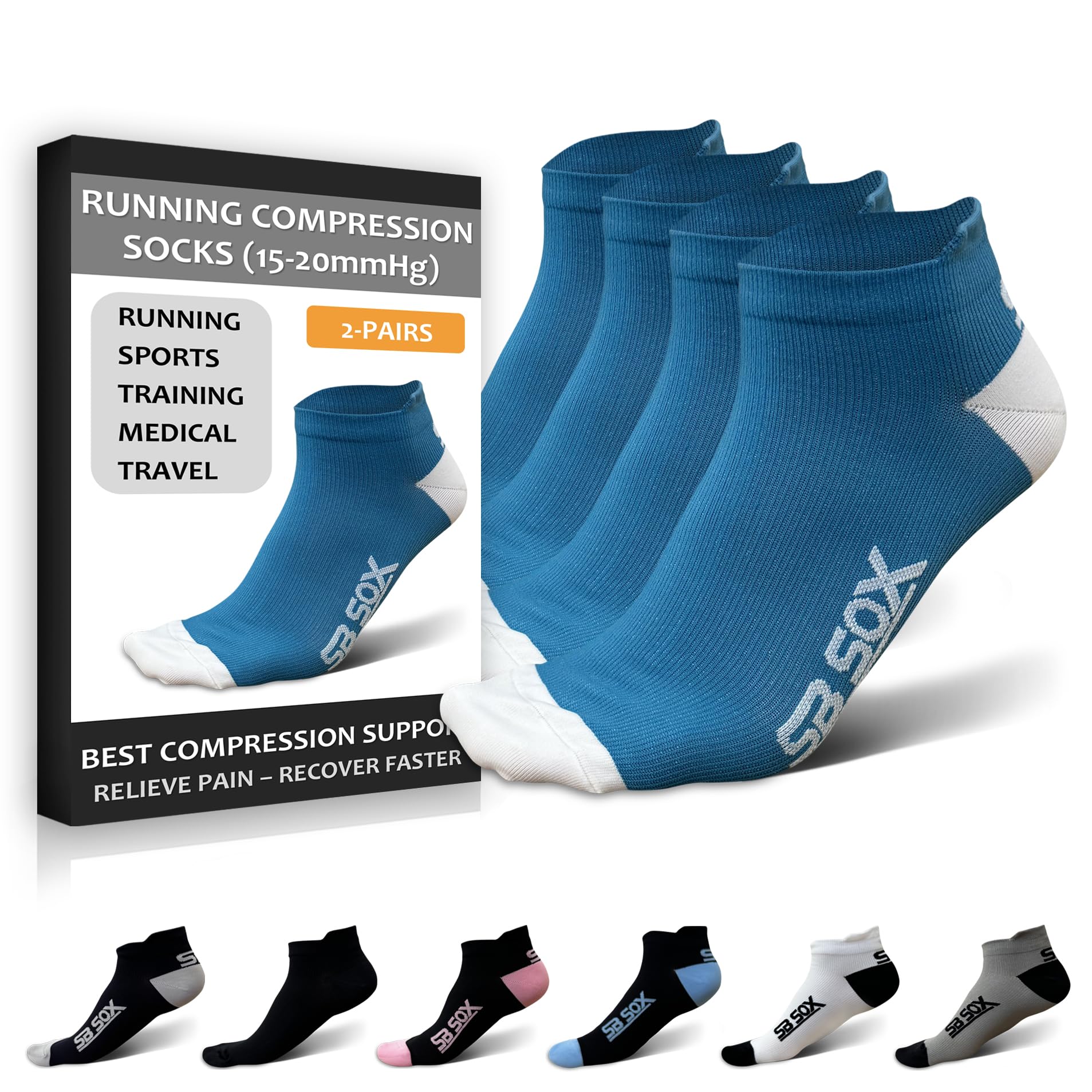 SB SOX 2-Pair Running Socks for Men and Women – Low Cut/Ankle Athletic Socks for All-Day Wear