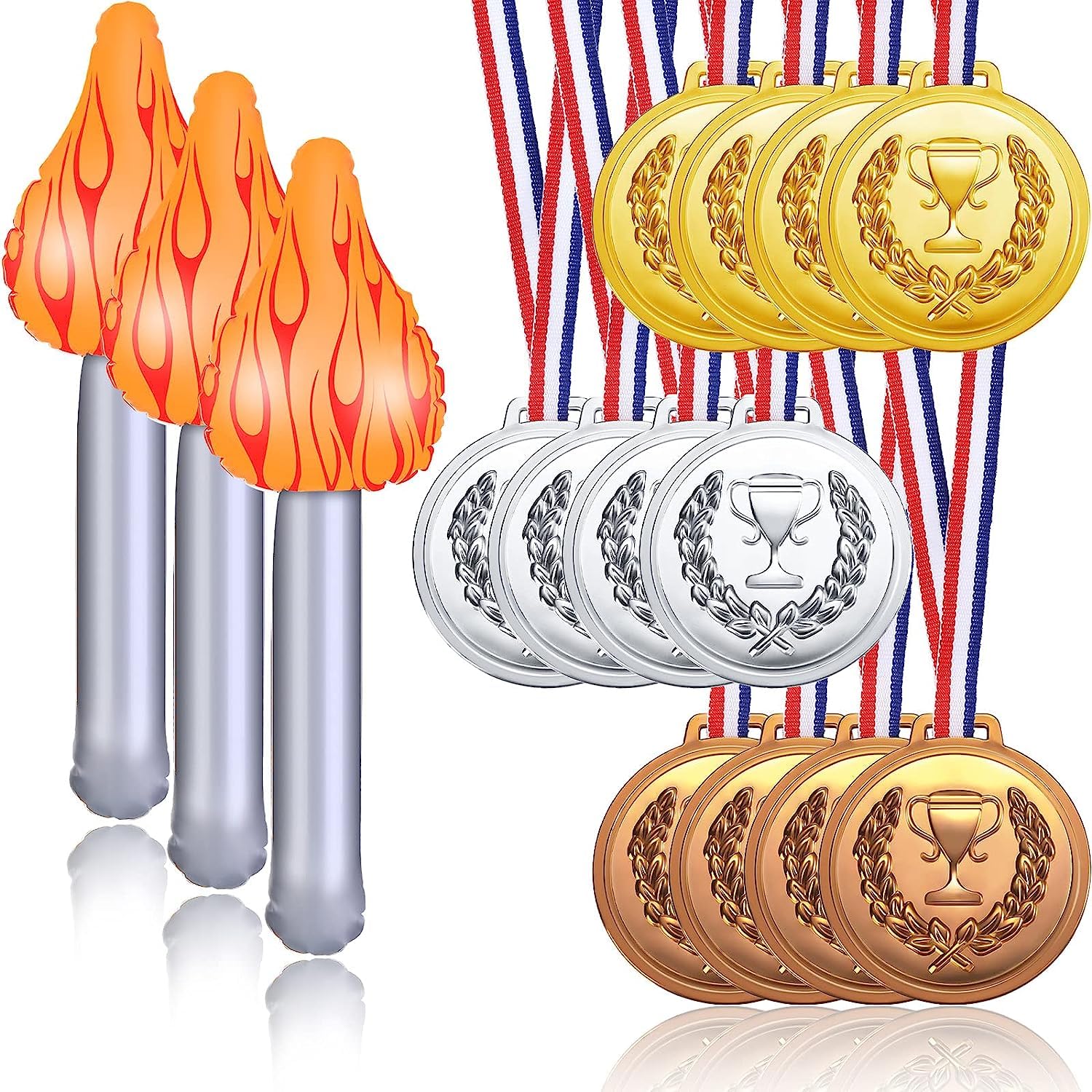 MAKINGTECMedals, Award Medals Value, Metal Gold Silver Bronze Medals Winner Awards Olympic Style Medal with Rainbow Ribbon in Any Event for Competition Sports
