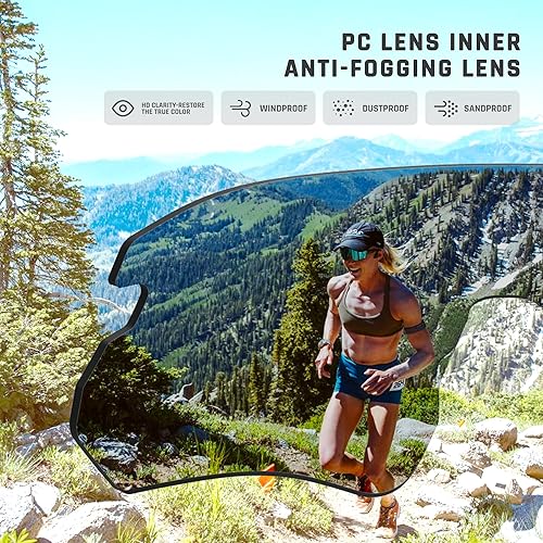 Miniatura 2 de TOREGE Z87 - Gafas de sol para hombres y mujeres, ciclismo, pesca, correr, conducir, béisbol, antiniebla, gafas de sol deportivas, protección UV,