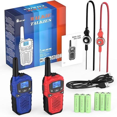 Miniatura 7 de Walkie Talkies para Elec 2 paquetes de Walkie-Talkies recargables para la familia..
