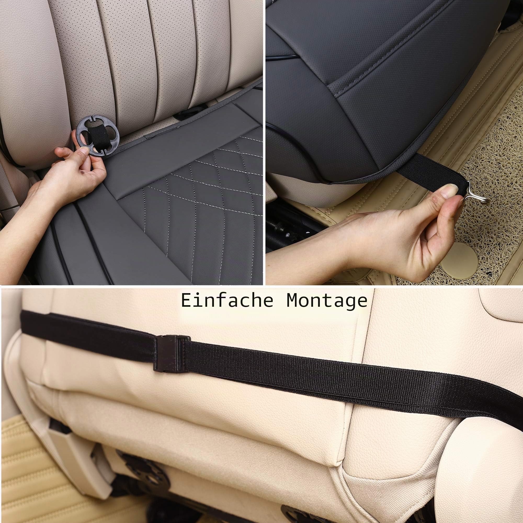 kingphenix Premium-PU-Autositzbezug, Vordersitzschutz, funktioniert mit 95% Aller Fahrzeuge, gepolstert, rutschfest, vollständige Umwicklungskante, Maße: 53,3 x 51,8 cm, 1 Stück (grau)