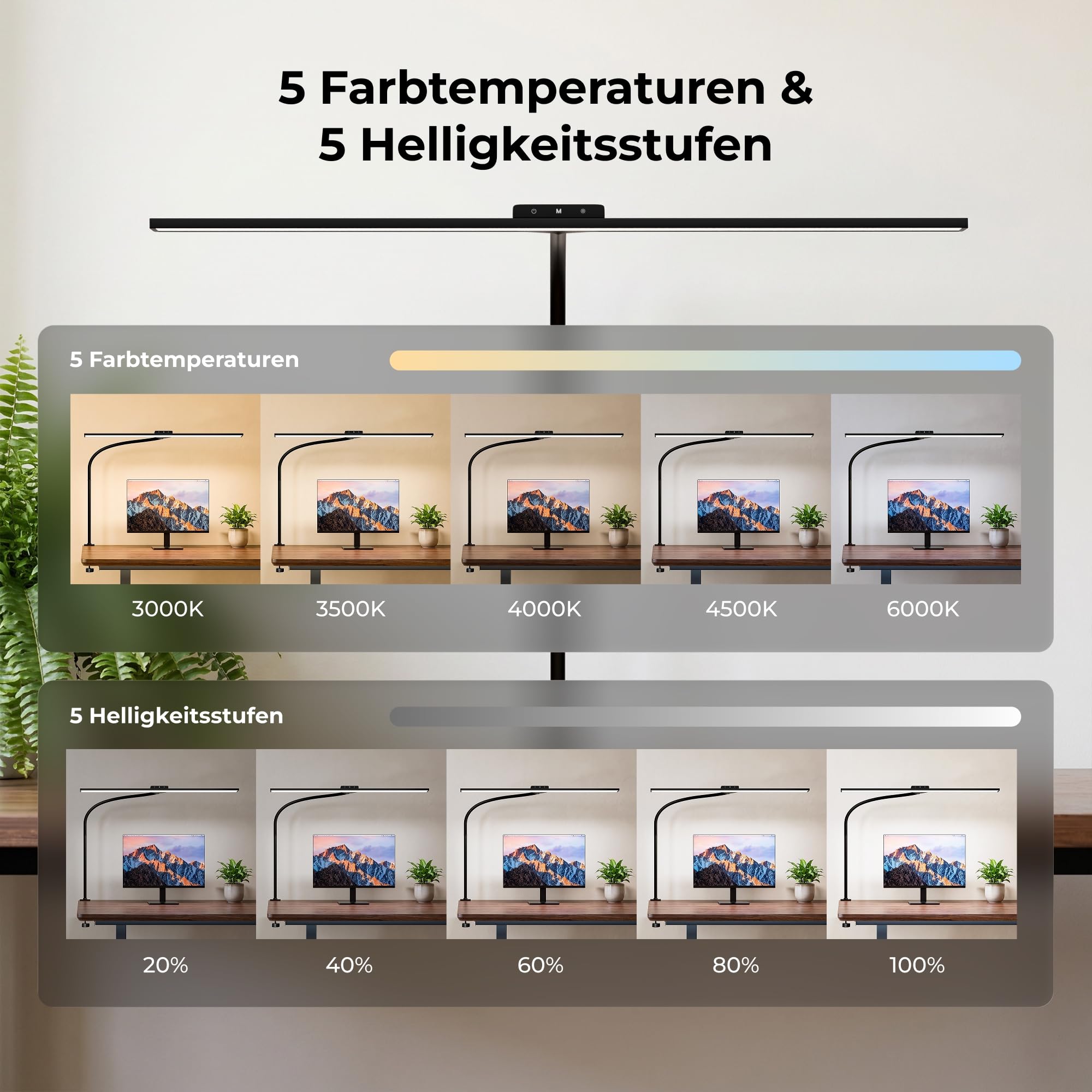LED Schreibtischlampe klemmbar 80 cm für Büro & Homeoffice