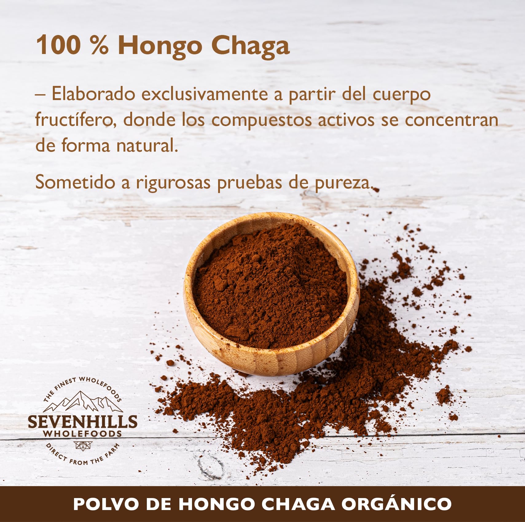 Sevenhills Wholefoods Champiñones Chaga Orgánicos En Polvo 200g