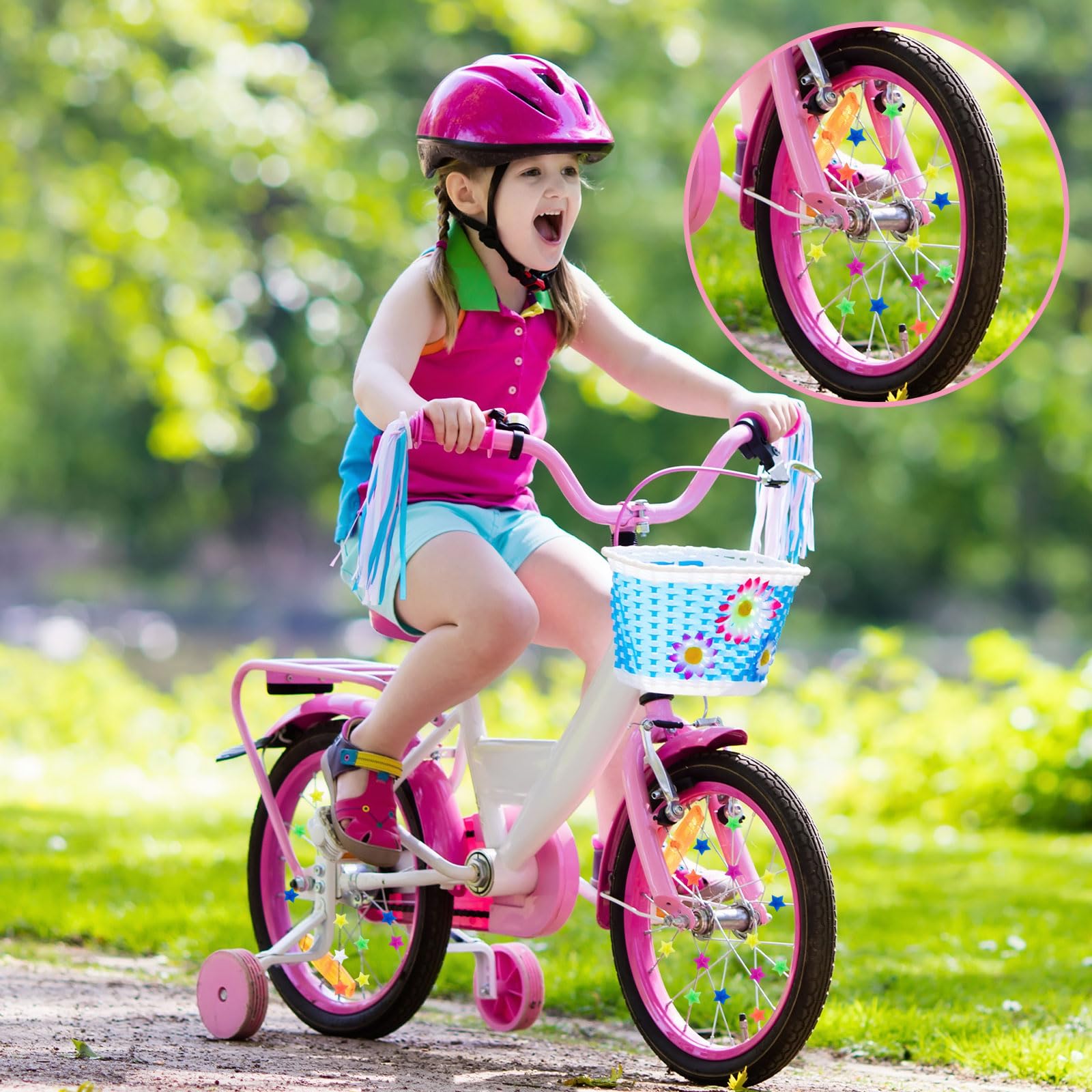 144 stuks kleurrijke fietsspaakversieringen, accessoires voor kinderfietsen, spaakclips, spaakklikkers, lichtgevende accessoires voor kinderfietsen