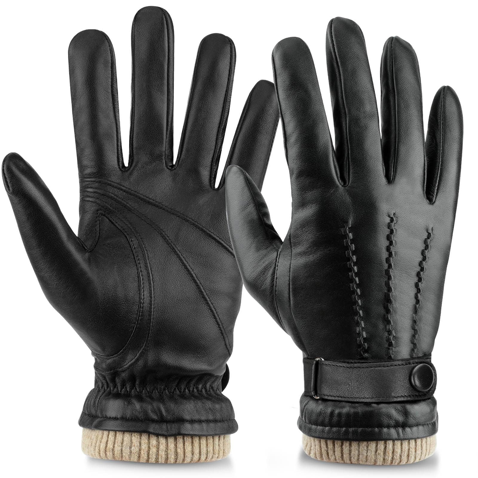 Mens Winter Gloves Sheepskin Full Touchscreen