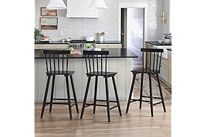 LUE BONA Black Counter Stools: A Trio of Farmhouse Charm for Your Kitchen