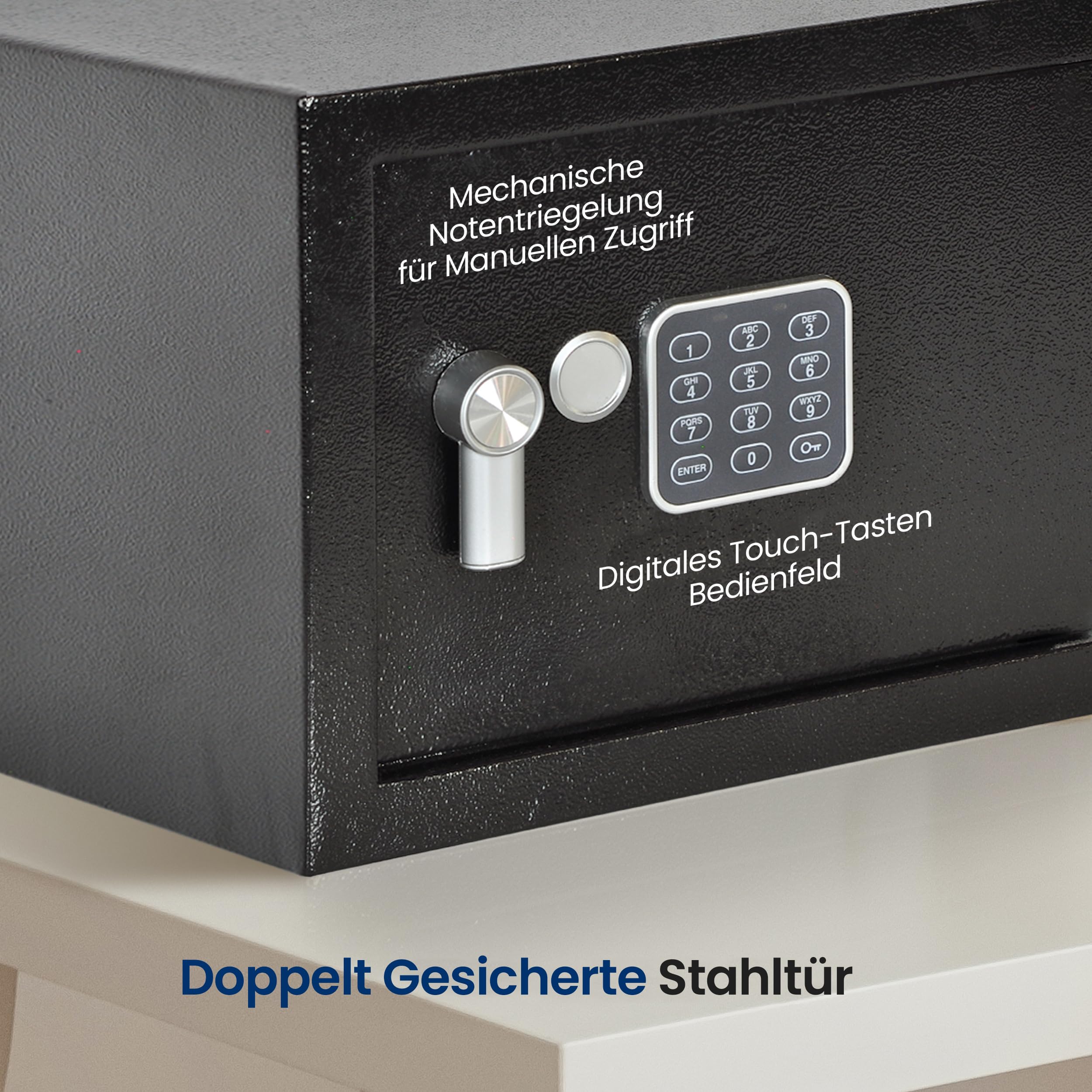SereneLife Tresor, 4.7L Safe für Zuhause Feuerfest, Digitaler Boden/Wandtresor, Safebox mit Zahlenschloss für Bargeld, Schmuck & Wertsachen, Schranktresor mit Doppelbolzenverriegelung