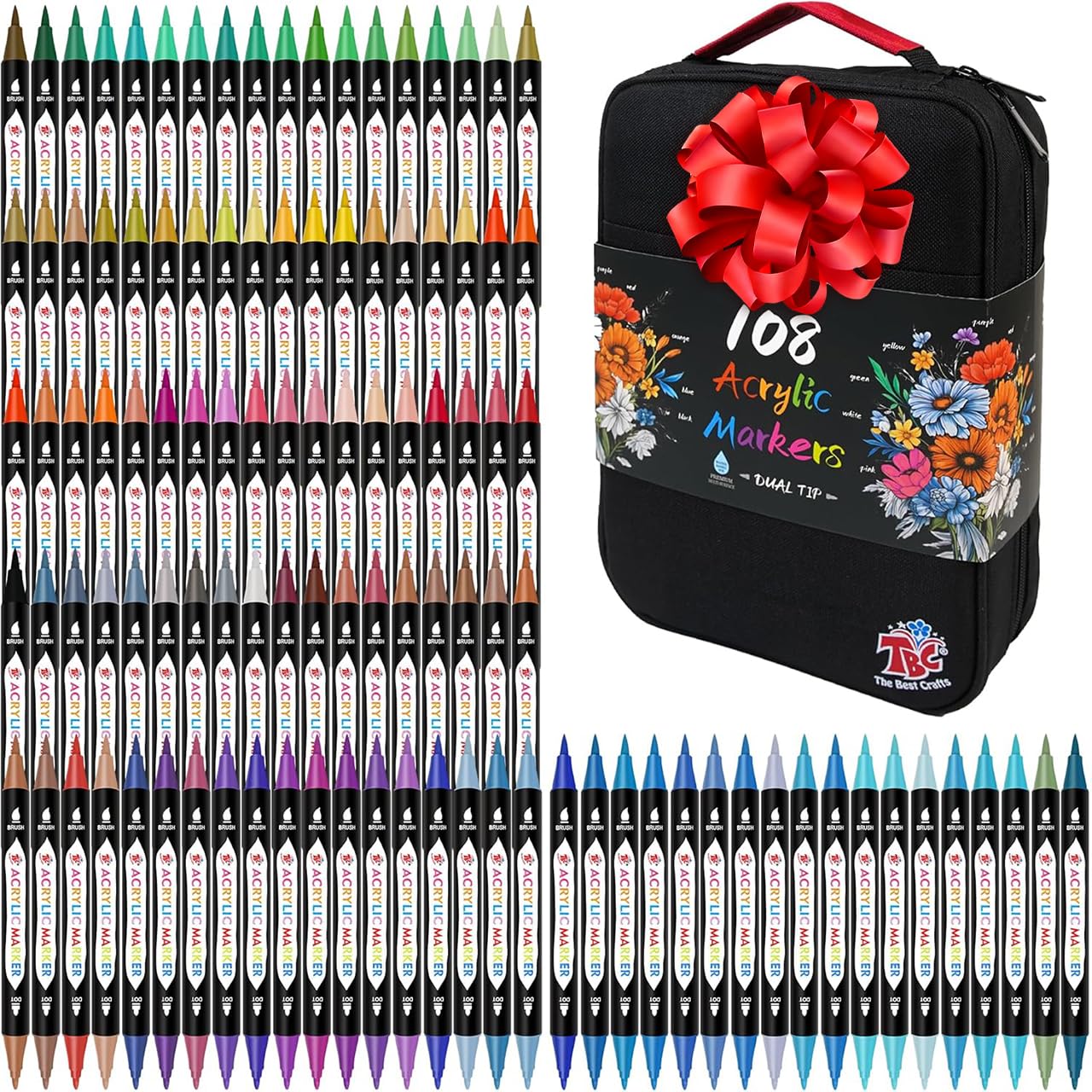 108 Color Acrylic Paint Markers - Dual Tip Pens -1
