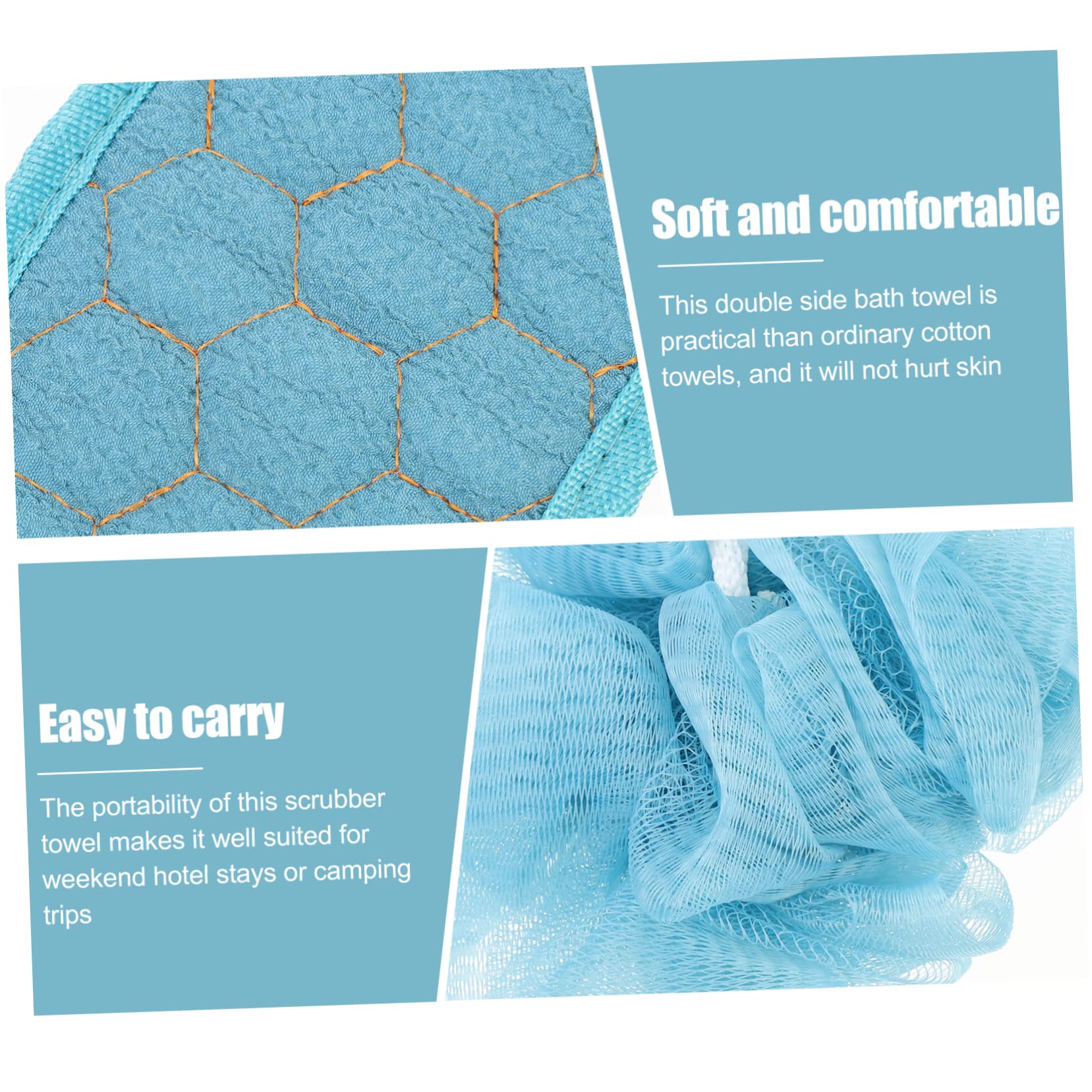 FRCOLOR 4 juegos de toallas de baño de tres piezas, guantes de masaje, guantes de masaje, cinta exfoliante para la espalda, toalla de baño, herramienta para espumar jabón de, accesorios