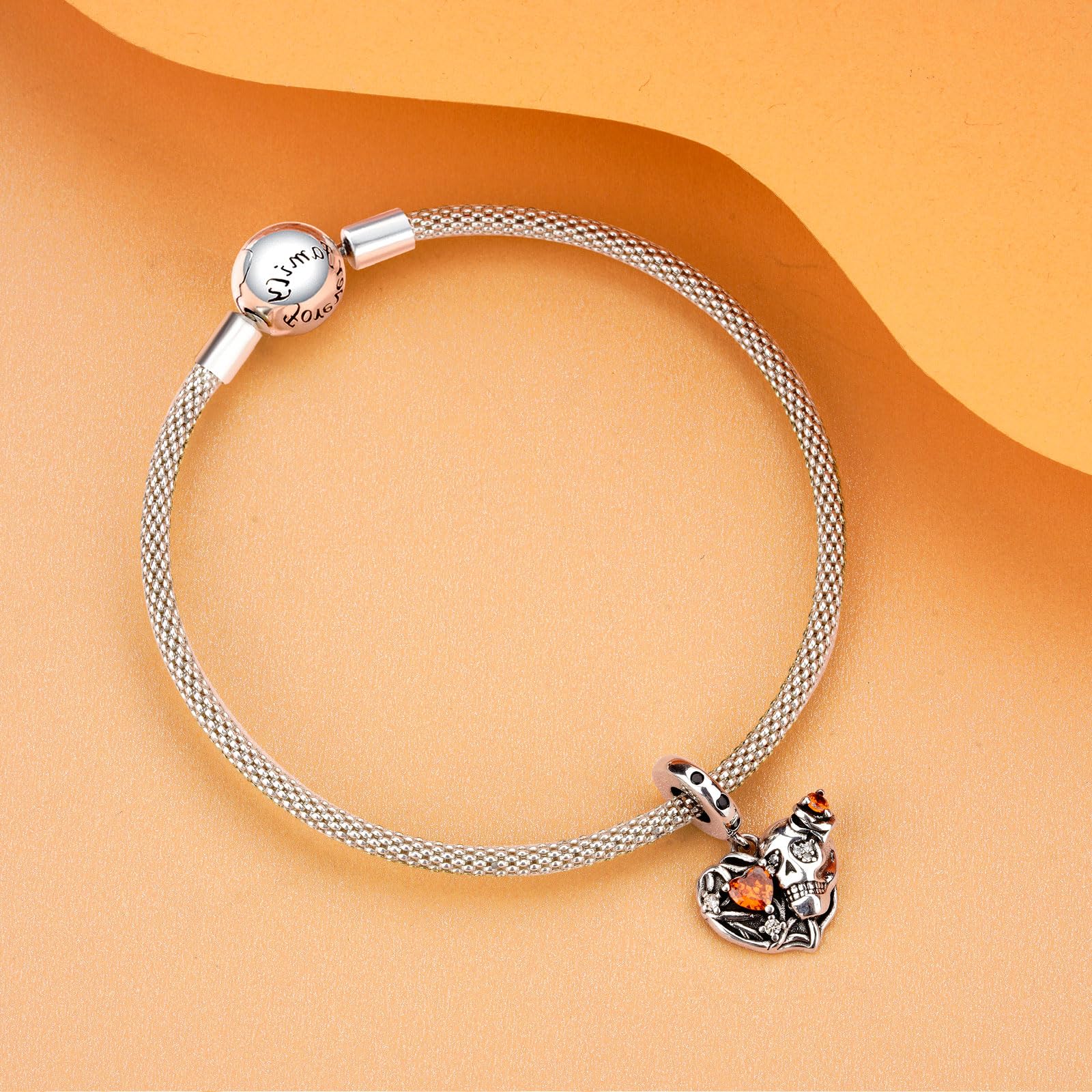 925 Sterling Silver Charm Femmes Bracelets Collier Crâne Coeur Pendentif Rubis Pendentif Coeur Or Rose bicolore Interlock Double Étoiles & Lune Clé Aile d'Ange Amour Pensée