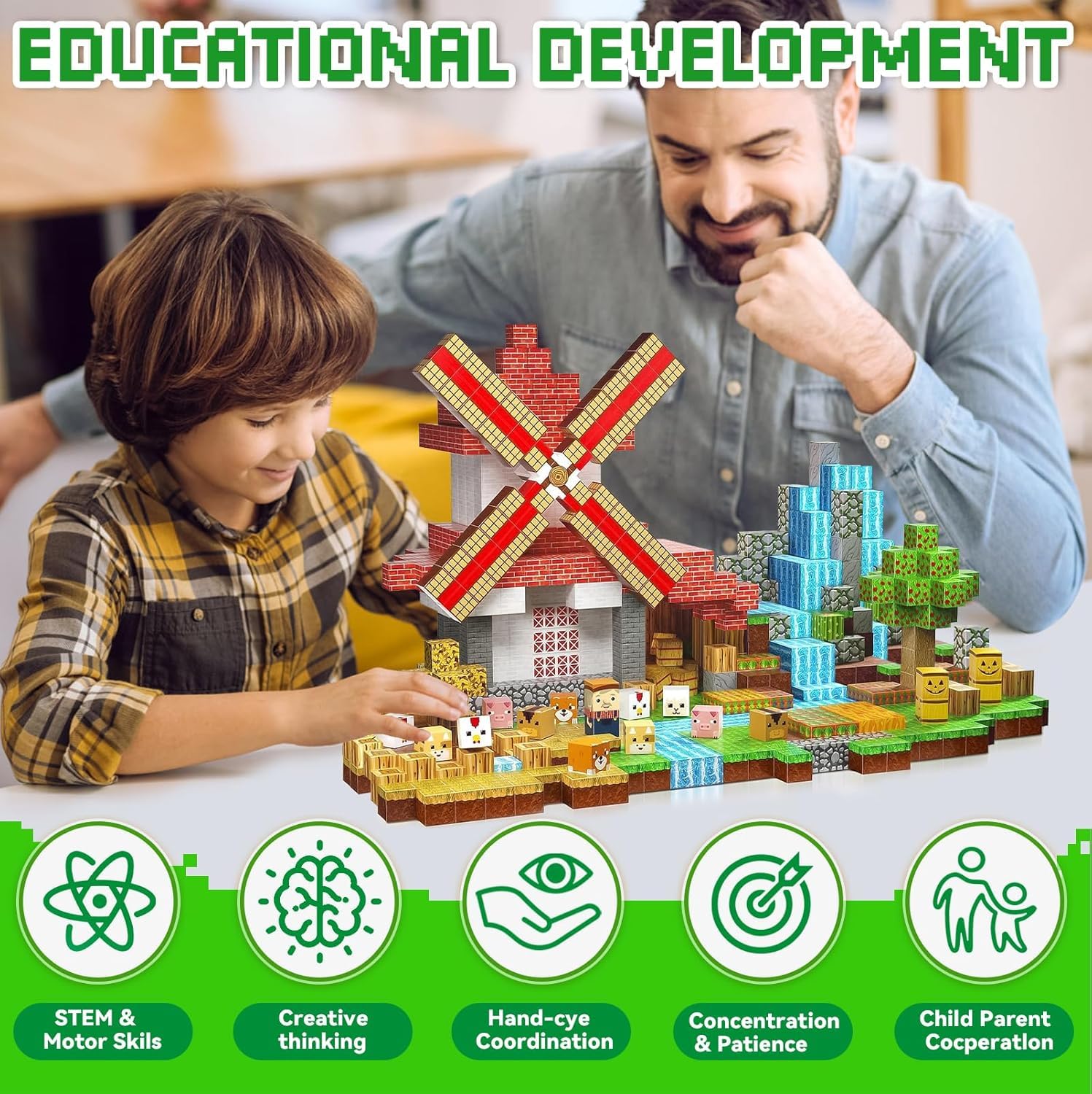 Magnetyczne klocki do budowania, 150 szt., zestaw klocków magnetycznych, zabawki edukacyjne, zabawki konstrukcyjne dla dzieci, odpowiednie dla 3 dzieci