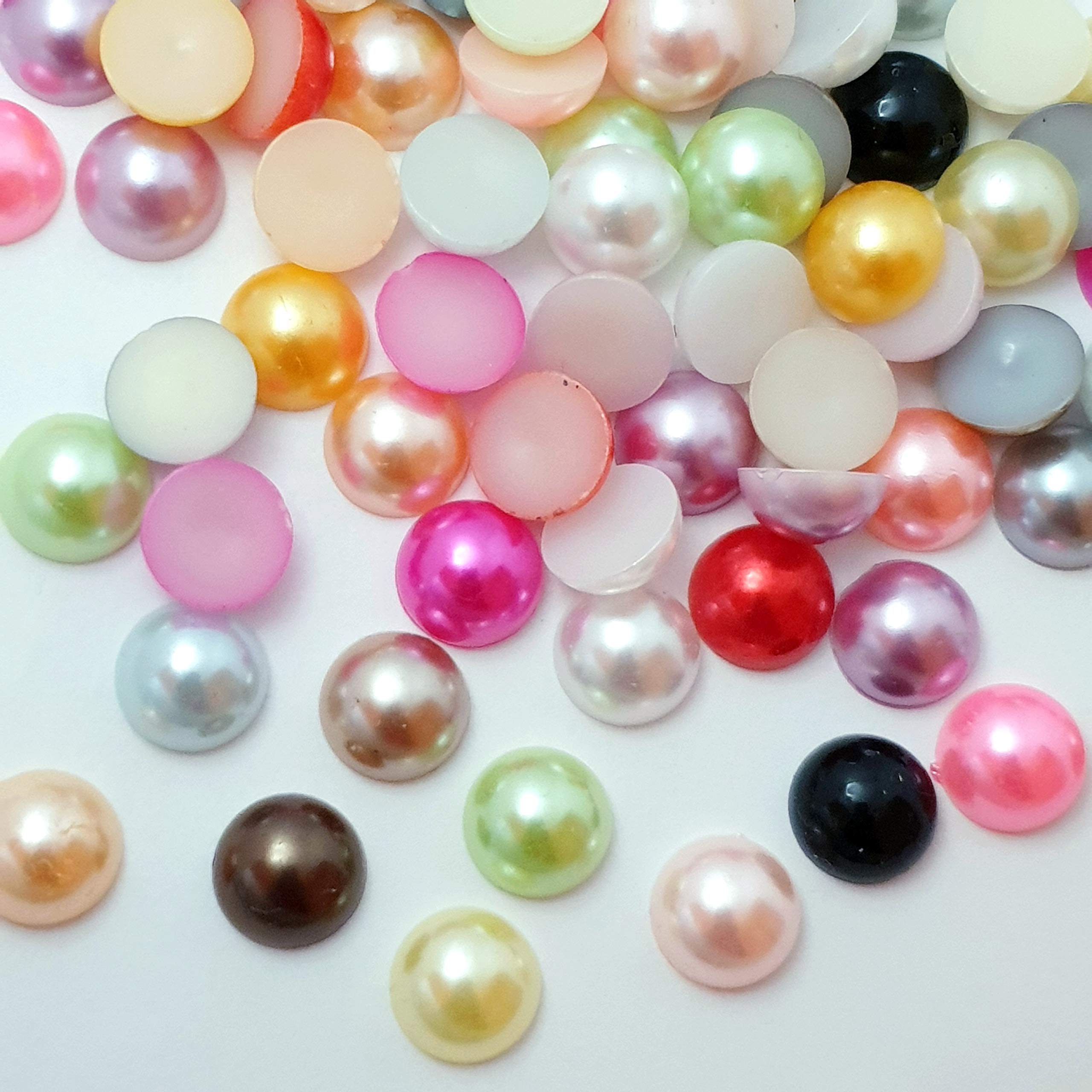 MajorCrafts 100pcs 14mm Flat Back Half Round Resin Pearls Arts and Crafts Embellishments (Random Mix C00) - Image 2