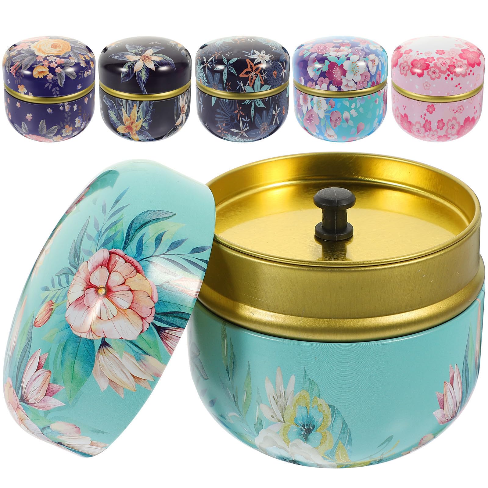 Boîtes Rondes en Fer-blanc avec Couvercle Hermétique pour Cuisine - Lot de 6