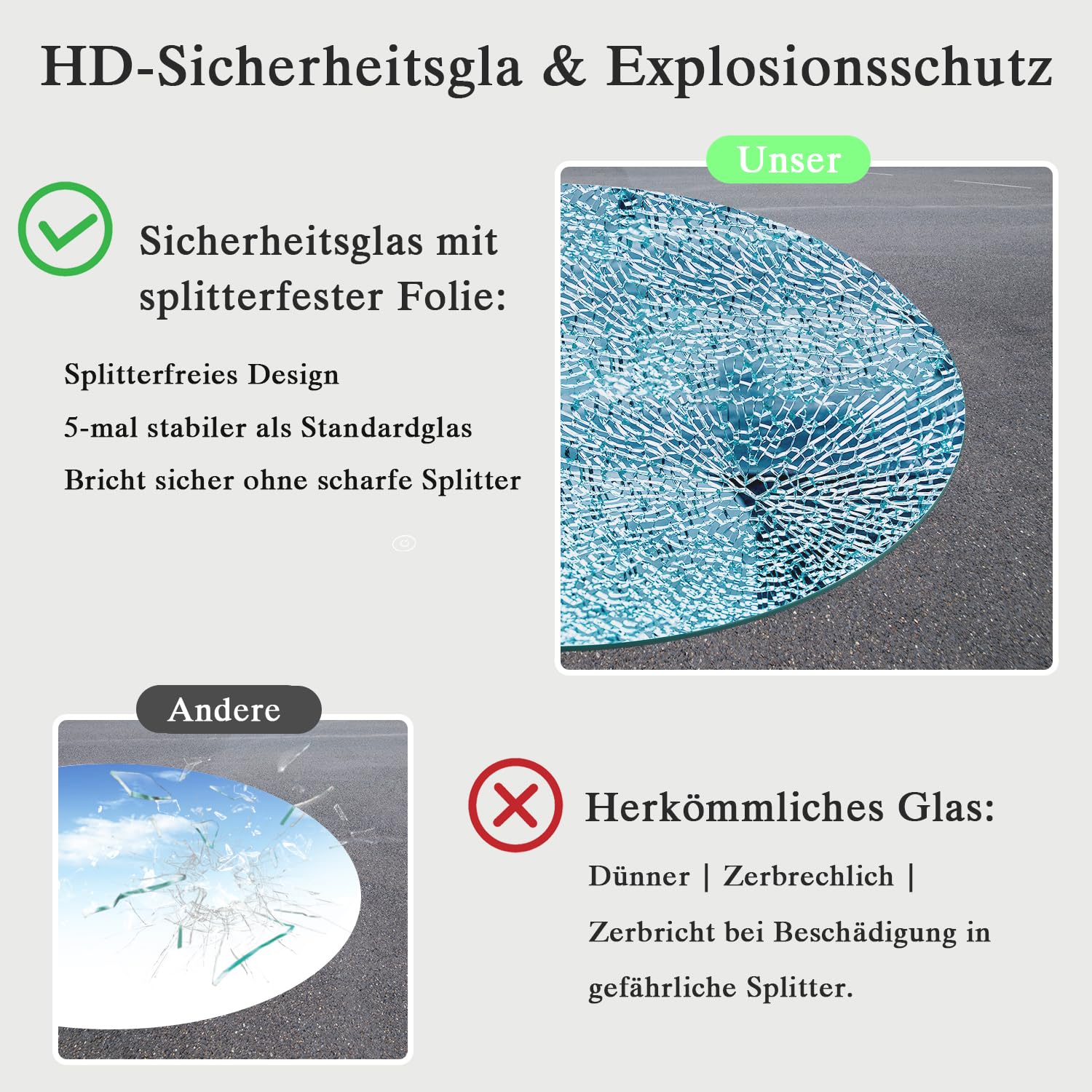 Badspiegel mit Beleuchtung - LED-Badezimmer-Spiegel-Round 50cm,Touch-Schalter,Dimmbar,3 Lichtfarben, Speicherfunktion, Badezimmerspiegel mit HD Sicherheitsgla - Explosionsschutz Wandspiegel