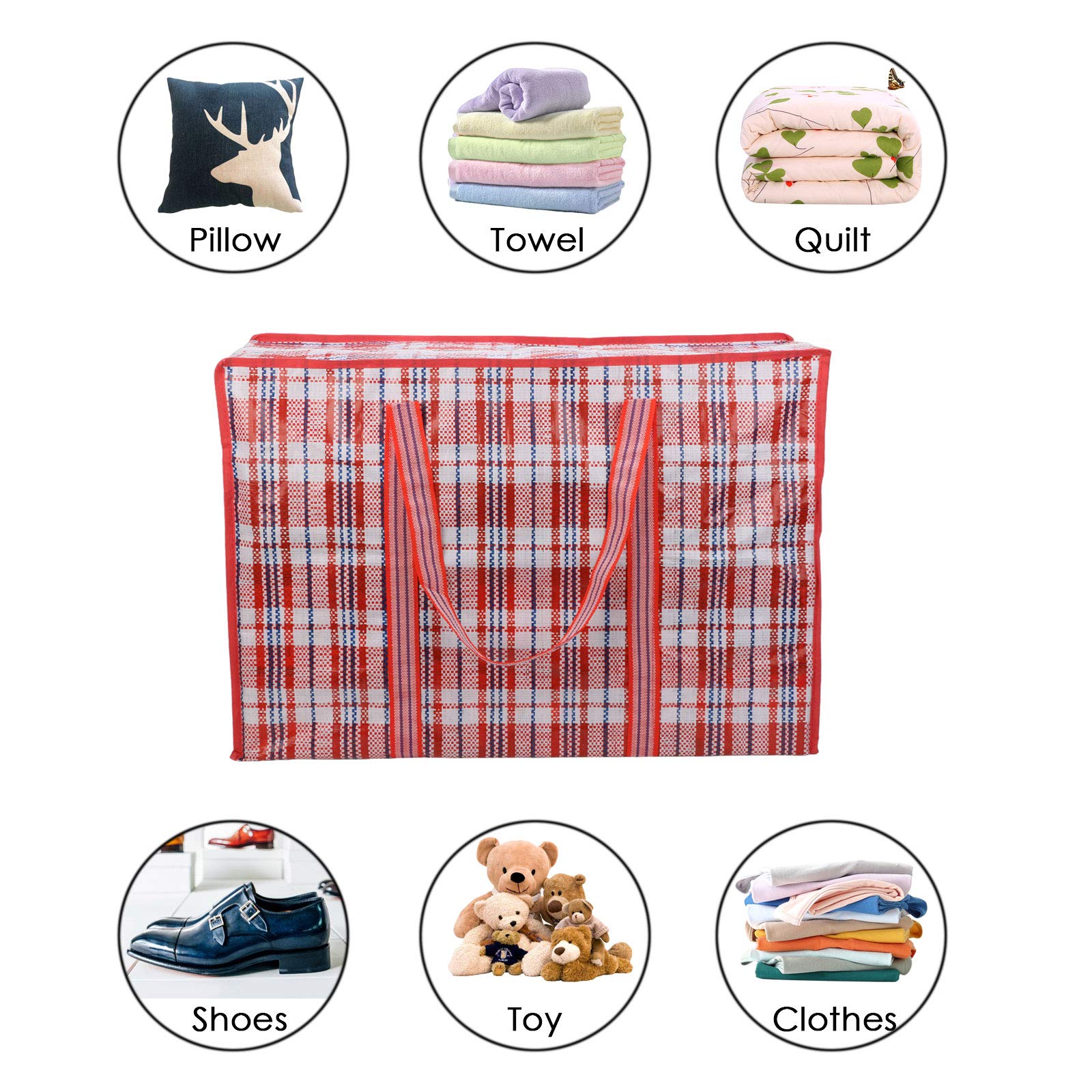 Borse Per Trasloco Con Cerniera - 2 Pezzi, 70x50x25 Cm | Plastica Resistente | Per Vestiti E Oggetti - Foto 9