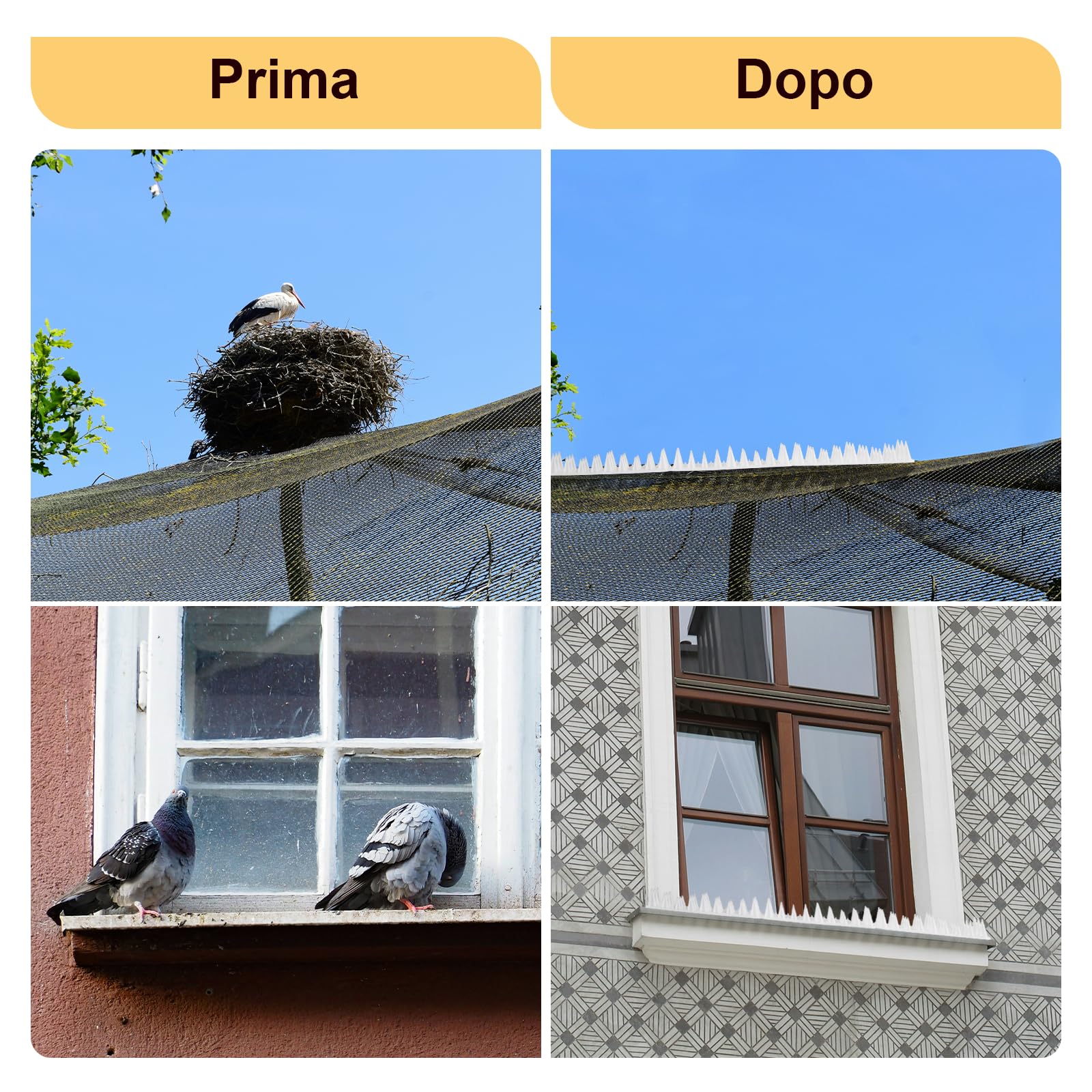 OFFO Dissuasori Piccioni, Spuntoni per Piccioni 7,5m,Piccioni Dissuasori Balcone,Dissuasore per Piccioni per Balconi, Tetti, Finestre e Recinzioni, Trasparente