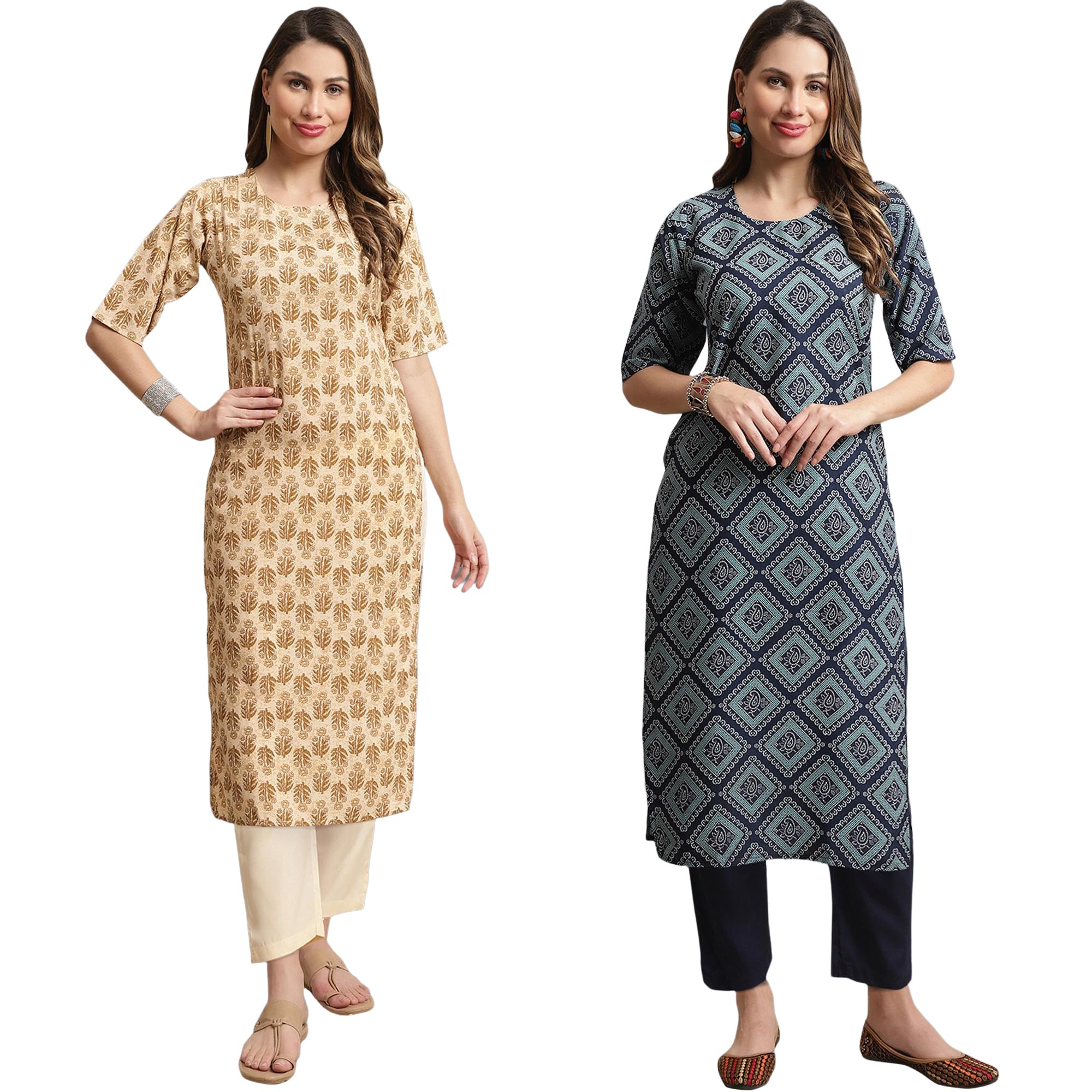 Tee Projekt Printed Crepe Kurti & Pant Set For Women Festival Wear Stylish Kurta Set