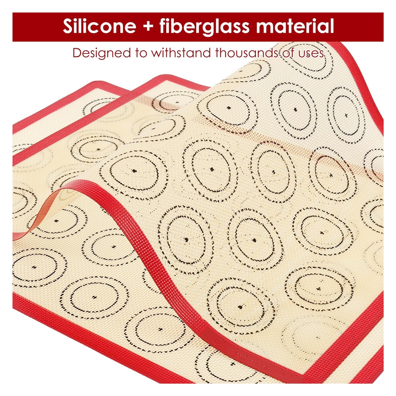 Tappetino in silicone per macaron Tappetino da forno in silicone for macaron, 3 pezzi, riscaldamento uniforme, tappetino for biscotti, antiaderente, for pasticceria, cucina, for stendere l'impasto