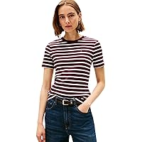 Tommy Hilfiger Donna T-Shirt Maniche Corte Slim Cody Scollo Rotondo