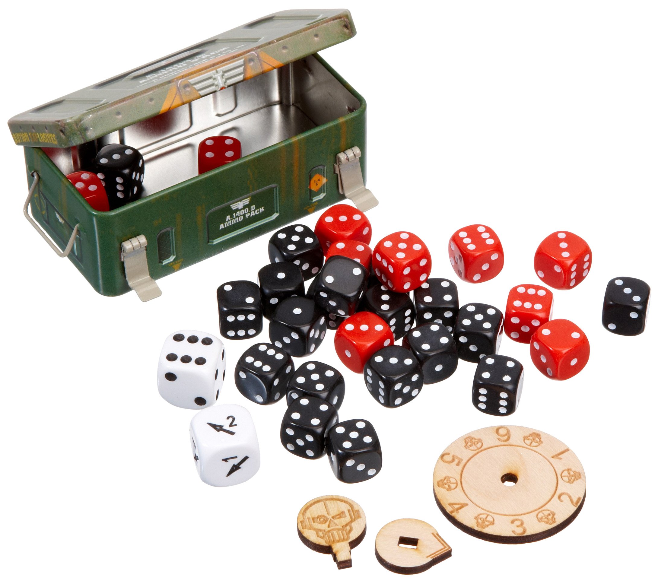 Pegasus Spiele Zubehör 22103211 pudełko na amunicję na kości i metalowa puszka 61 cm akcesoria do gier