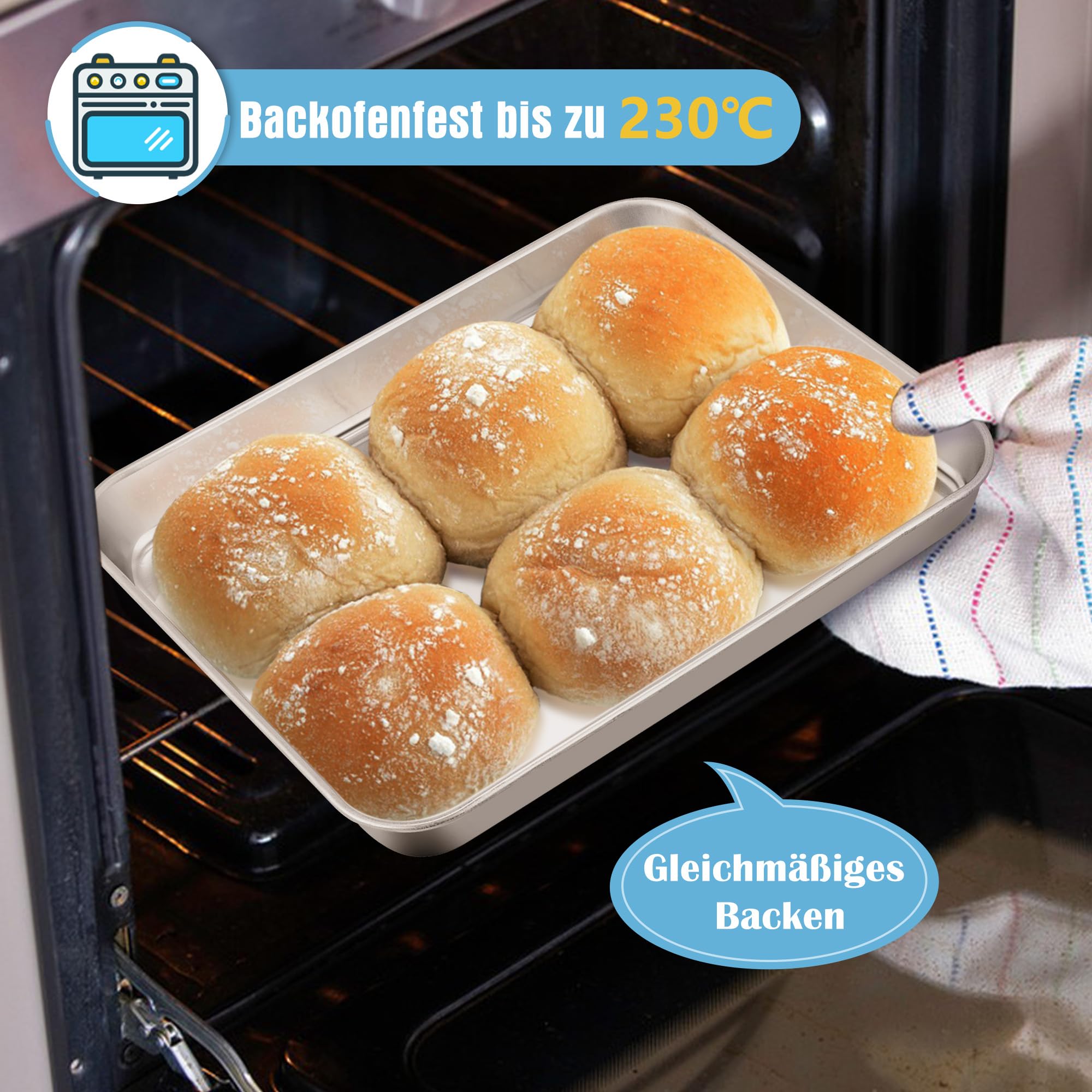 HaWare Teglia da forno con griglia di raffreddamento, in acciaio inox, piccola teglia da forno con griglia di raffreddamento, 26,4 x 20,5 x 2,5 cm, rettangolare, con griglia per torte, lavabile in
