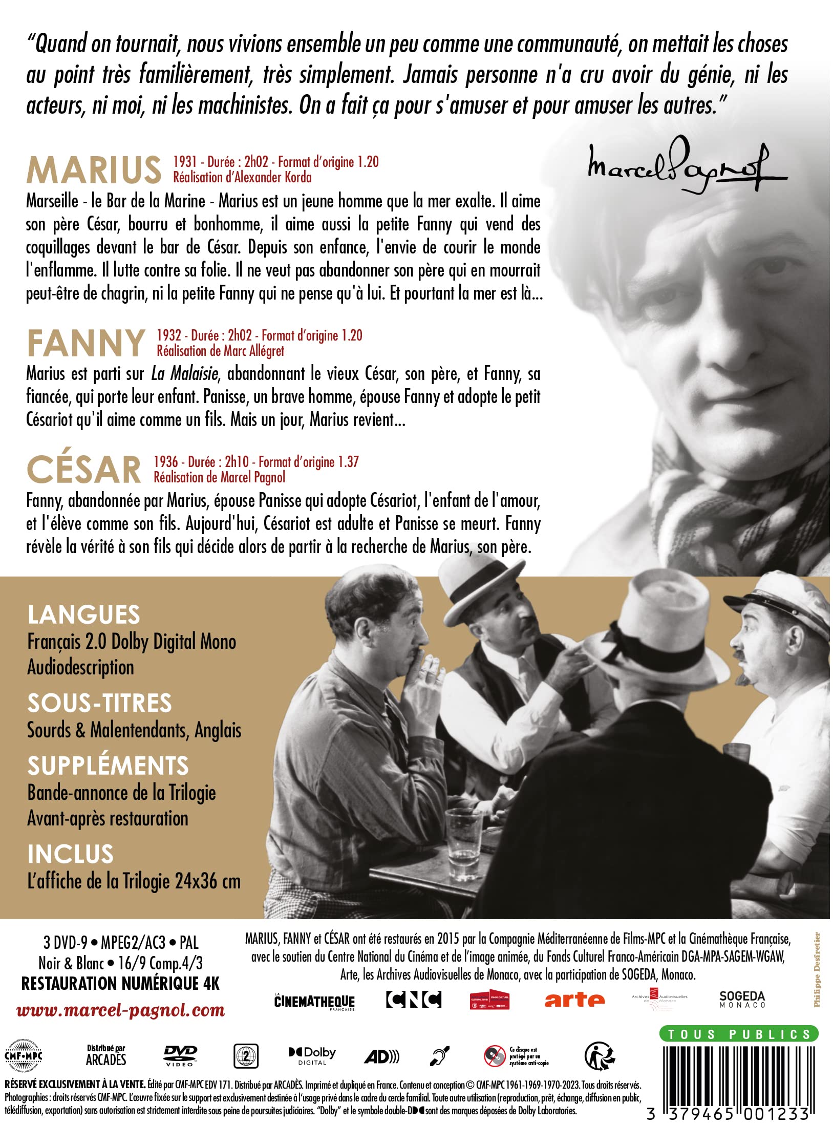 TRILOGIE (LA) MARIUS - FANNY - CESAR - RESTAURE - 3 DVD [Version Restaurée] [HD DVD]