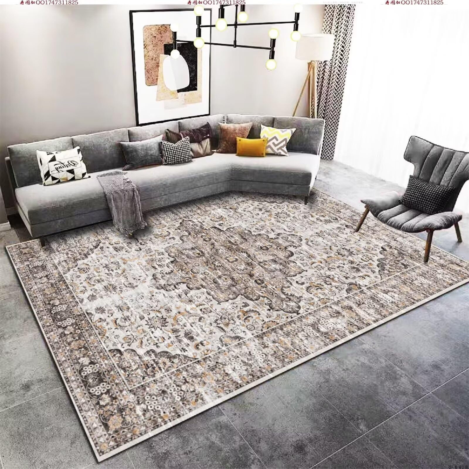 Tapis protection sol lavable en machine gris 120x170 pour chambre