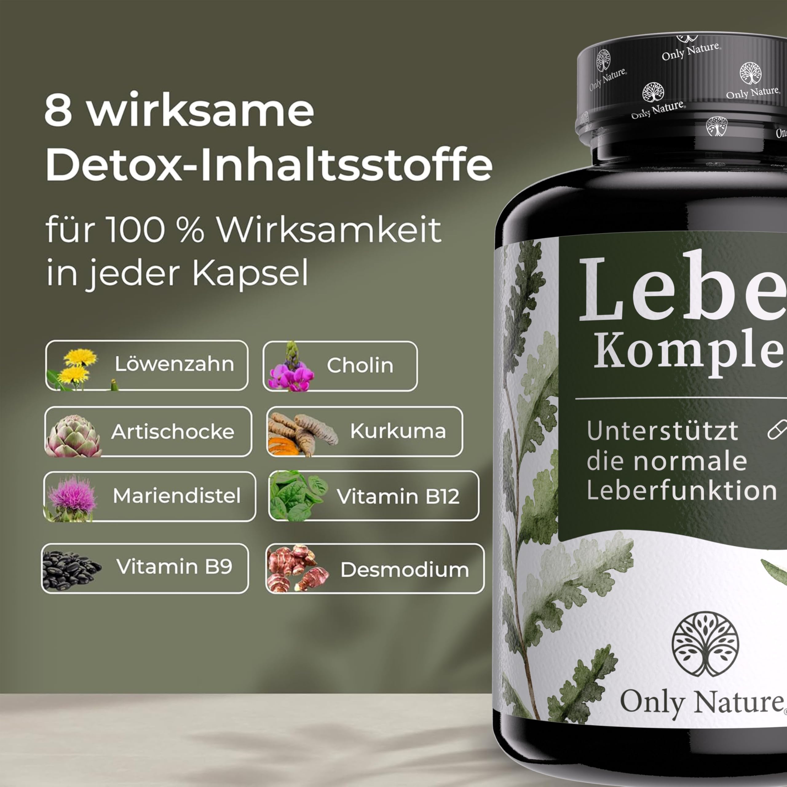 Leber Komplex Kapseln - 120 Kapseln - Einzigartige Zusammensetzung: Mariendistel, Cholin, Artischocken - in Deutschland produziert & Laborgeprüft -Natürlich & vegan